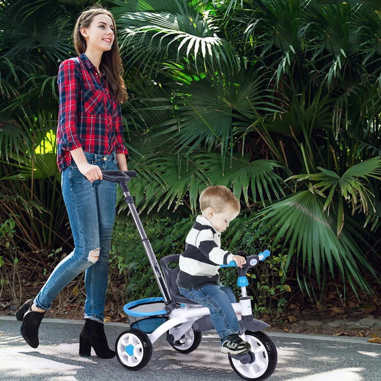 Alt view image 2 of 6 - SlickBlue 4-in-1 Detachable Baby Stroller Tricycle with Round Canopy