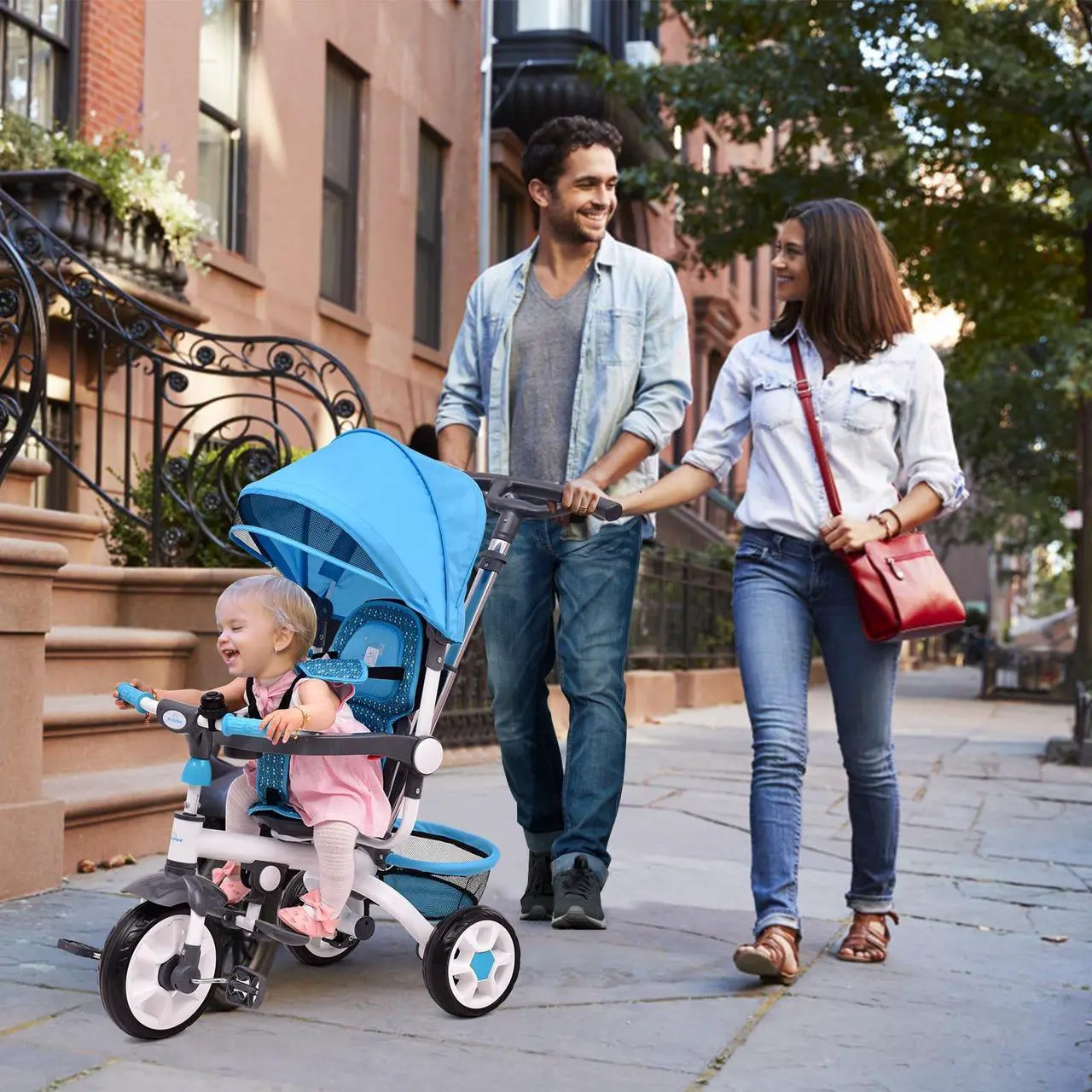 Alt view image 5 of 6 - SlickBlue 4-in-1 Detachable Baby Stroller Tricycle with Round Canopy