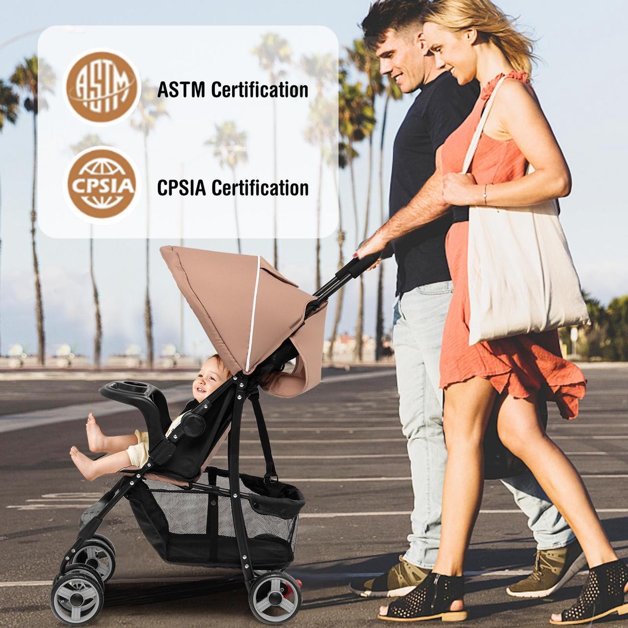 Alt view image 2 of 6 - SlickBlue Toddler Travel Stroller for Airplane with Adjustable Backrest and Canopy