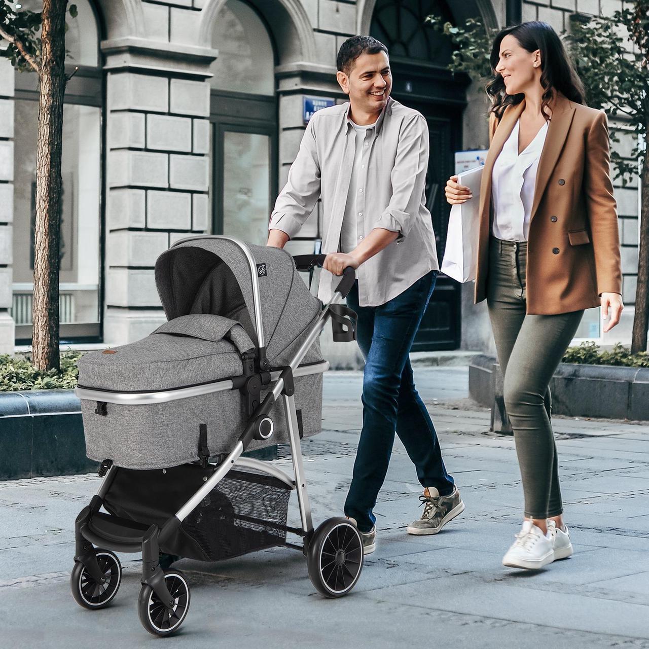 Alt view image 2 of 6 - SlickBlue 2-in-1 Convertible Baby Stroller with Reversible Seat-Gray