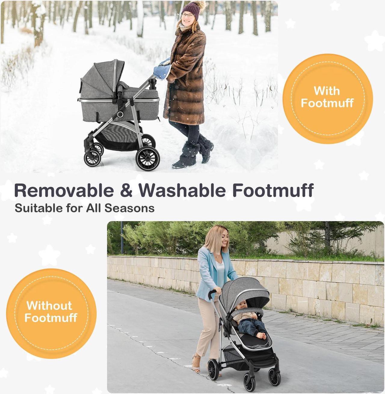 Alt view image 4 of 6 - SlickBlue 2-in-1 Convertible Baby Stroller with Reversible Seat-Gray