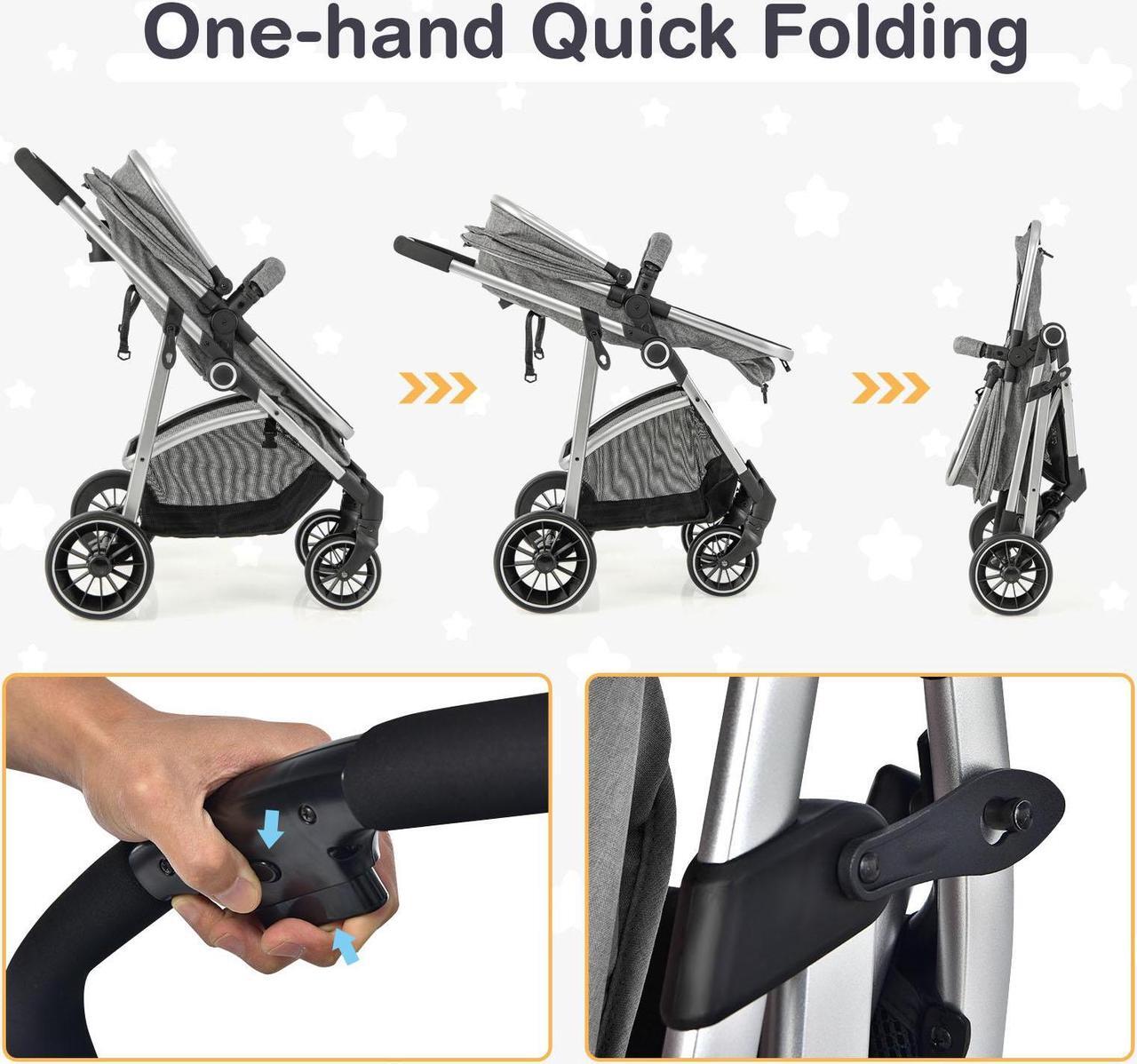 Alt view image 6 of 6 - SlickBlue 2-in-1 Convertible Baby Stroller with Reversible Seat-Gray