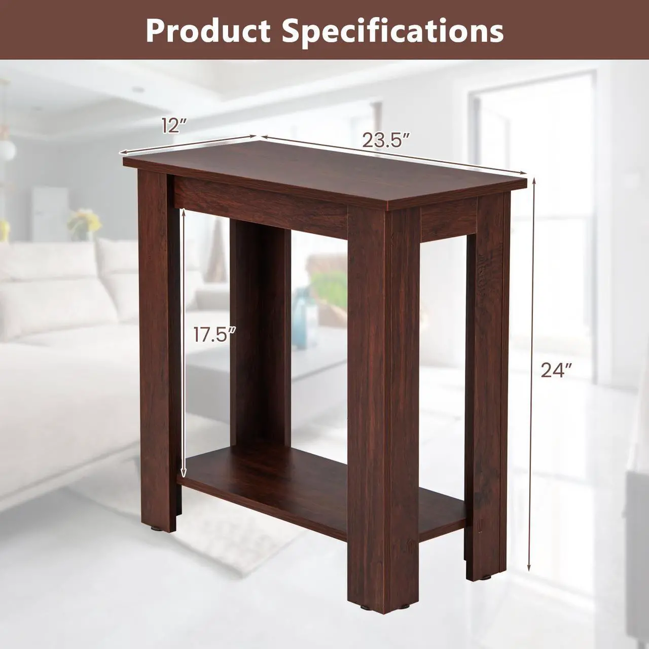 Alt view image 5 of 7 - SlickBlue 2-Tier Modern Compact End Table with Storage Shelf