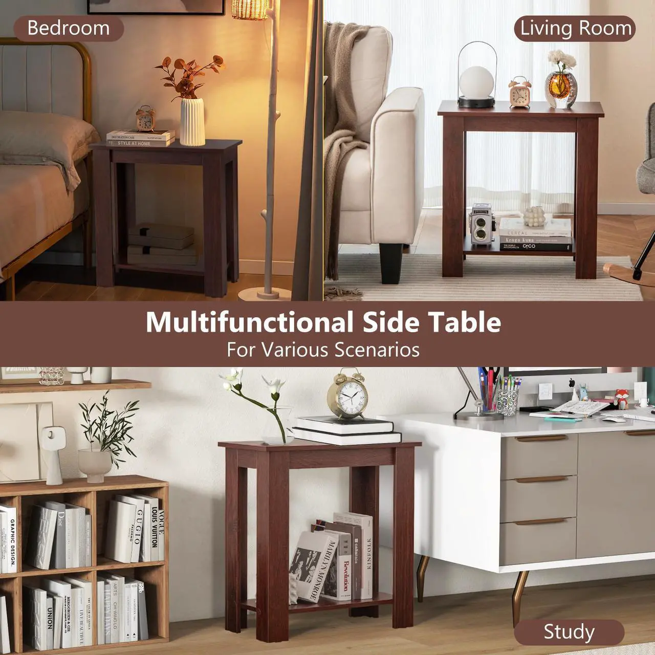 Alt view image 6 of 7 - SlickBlue 2-Tier Modern Compact End Table with Storage Shelf