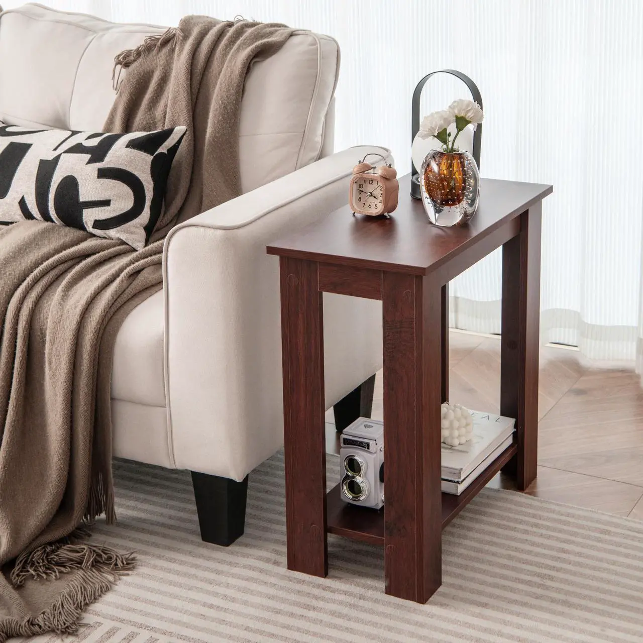 Alt view image 4 of 7 - SlickBlue 2-Tier Modern Compact End Table with Storage Shelf