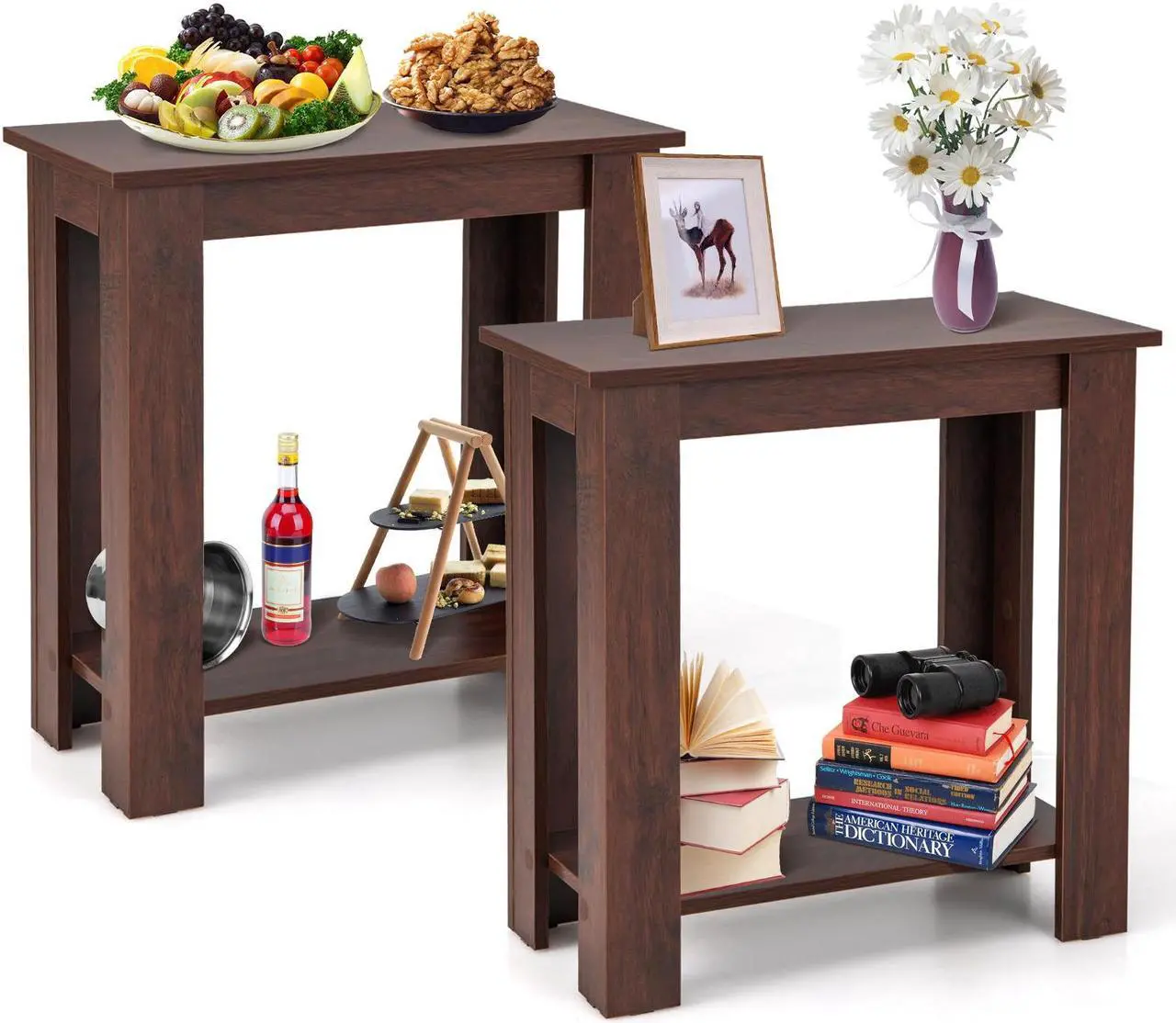 Alt view image 2 of 7 - SlickBlue 2-Tier Modern Compact End Table with Storage Shelf
