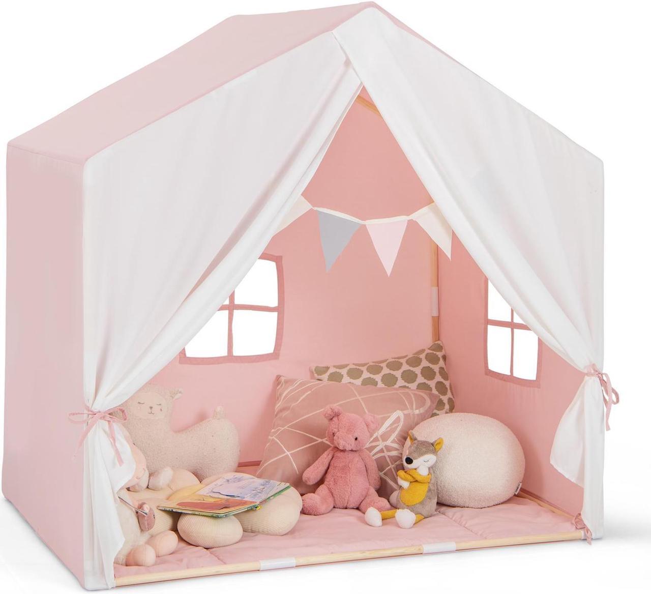 Main image of SlickBlue Kid's Play Tent with Washable Cotton Mat and Flag Banner