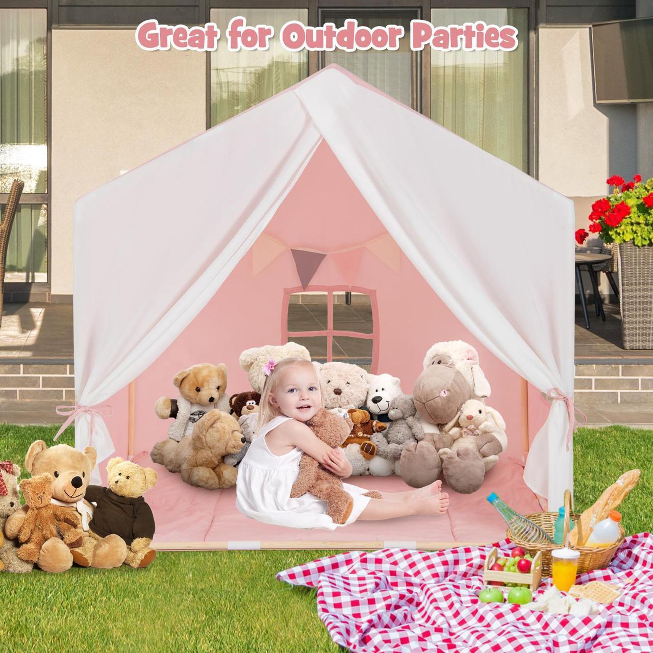 Alt view image 4 of 7 - SlickBlue Kid's Play Tent with Washable Cotton Mat and Flag Banner