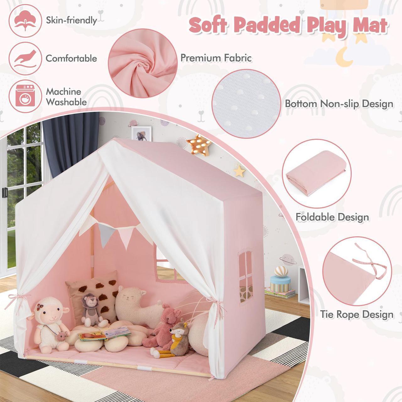 Alt view image 6 of 7 - SlickBlue Kid's Play Tent with Washable Cotton Mat and Flag Banner