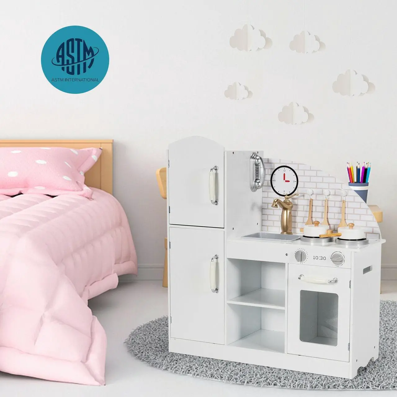 Alt view image 4 of 7 - SlickBlue Kids Kitchen Playset Pretend Play Cooking Set with Vivid Faucet and Telephone