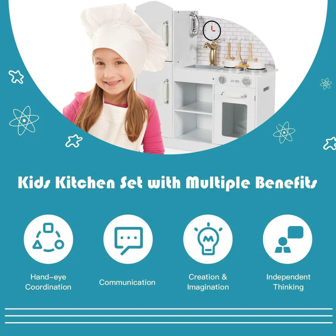 Alt view image 2 of 7 - SlickBlue Kids Kitchen Playset Pretend Play Cooking Set with Vivid Faucet and Telephone