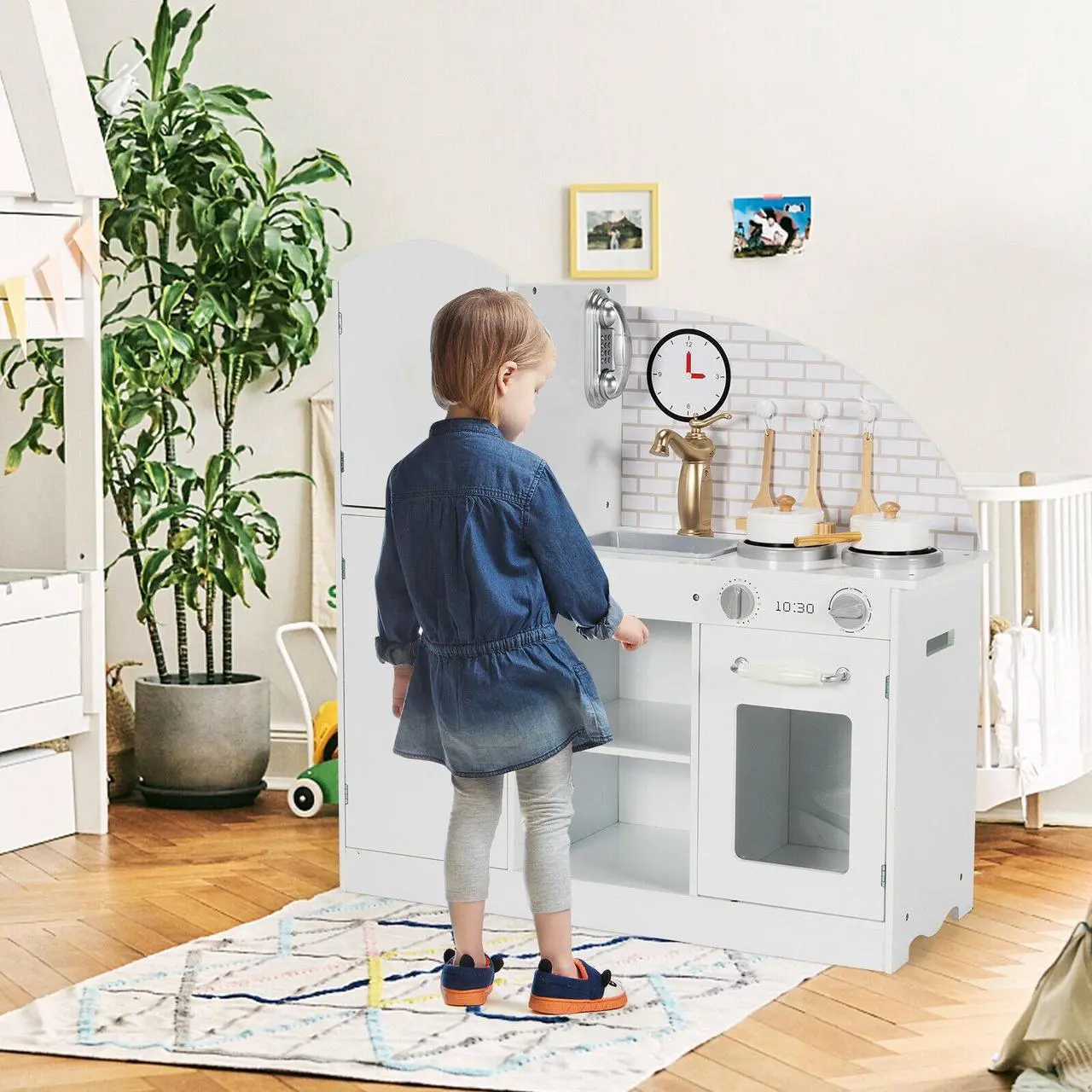 Alt view image 6 of 7 - SlickBlue Kids Kitchen Playset Pretend Play Cooking Set with Vivid Faucet and Telephone