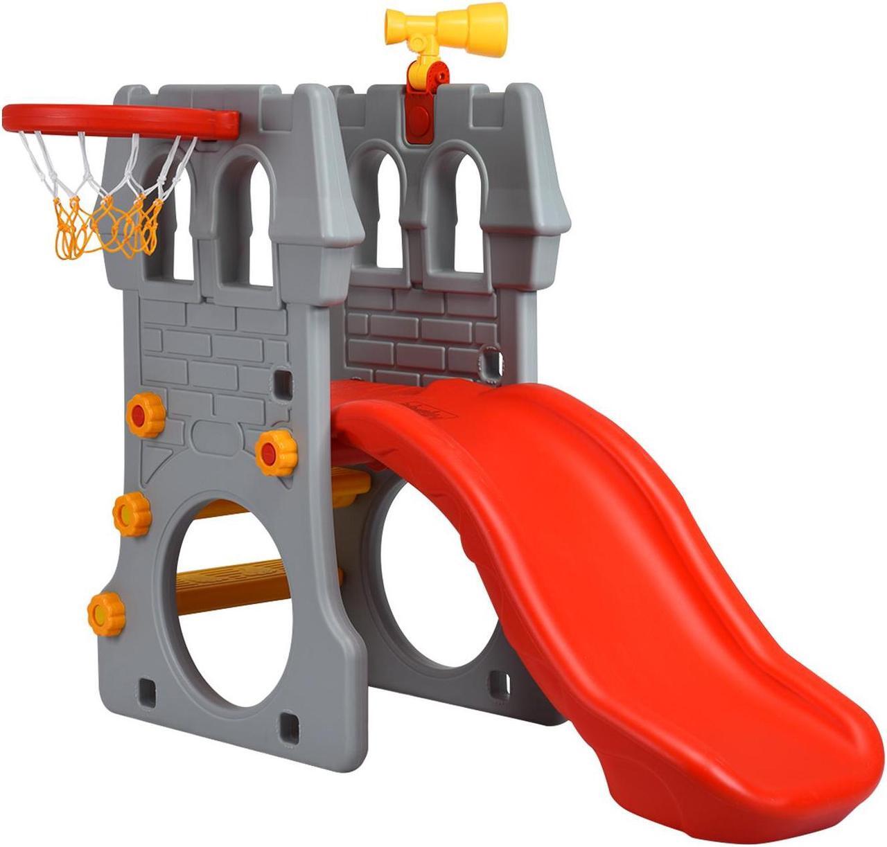 Main image of SlickBlue 5 in 1 Toddler Climber Slide Playset with Basketball Hoop and Telescope