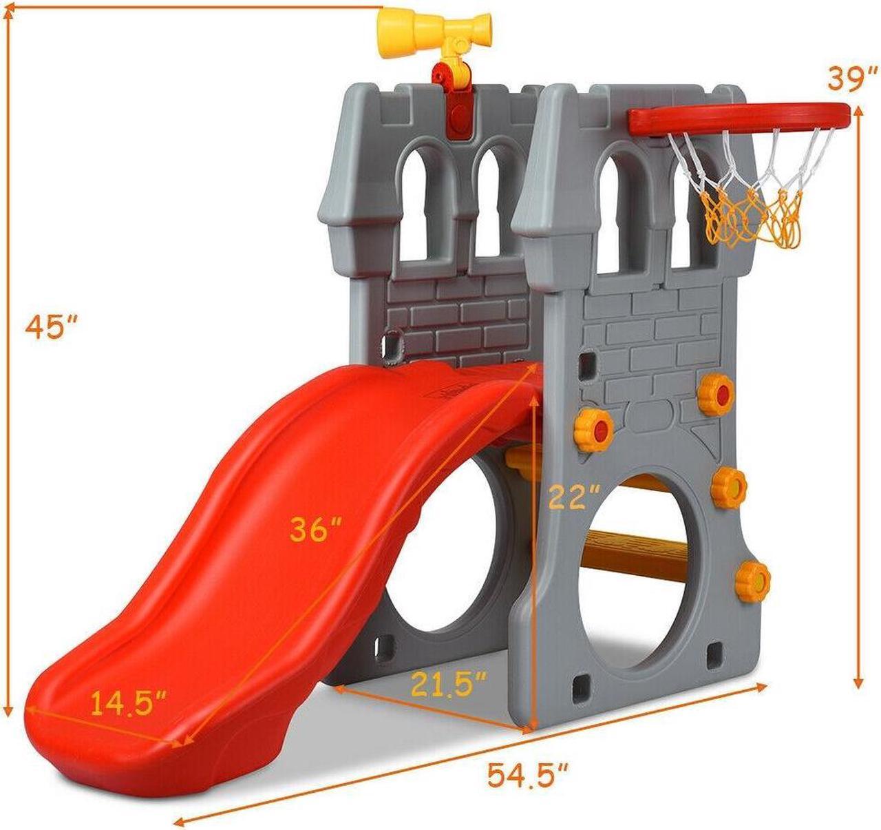 Alt view image 5 of 7 - SlickBlue 5 in 1 Toddler Climber Slide Playset with Basketball Hoop and Telescope