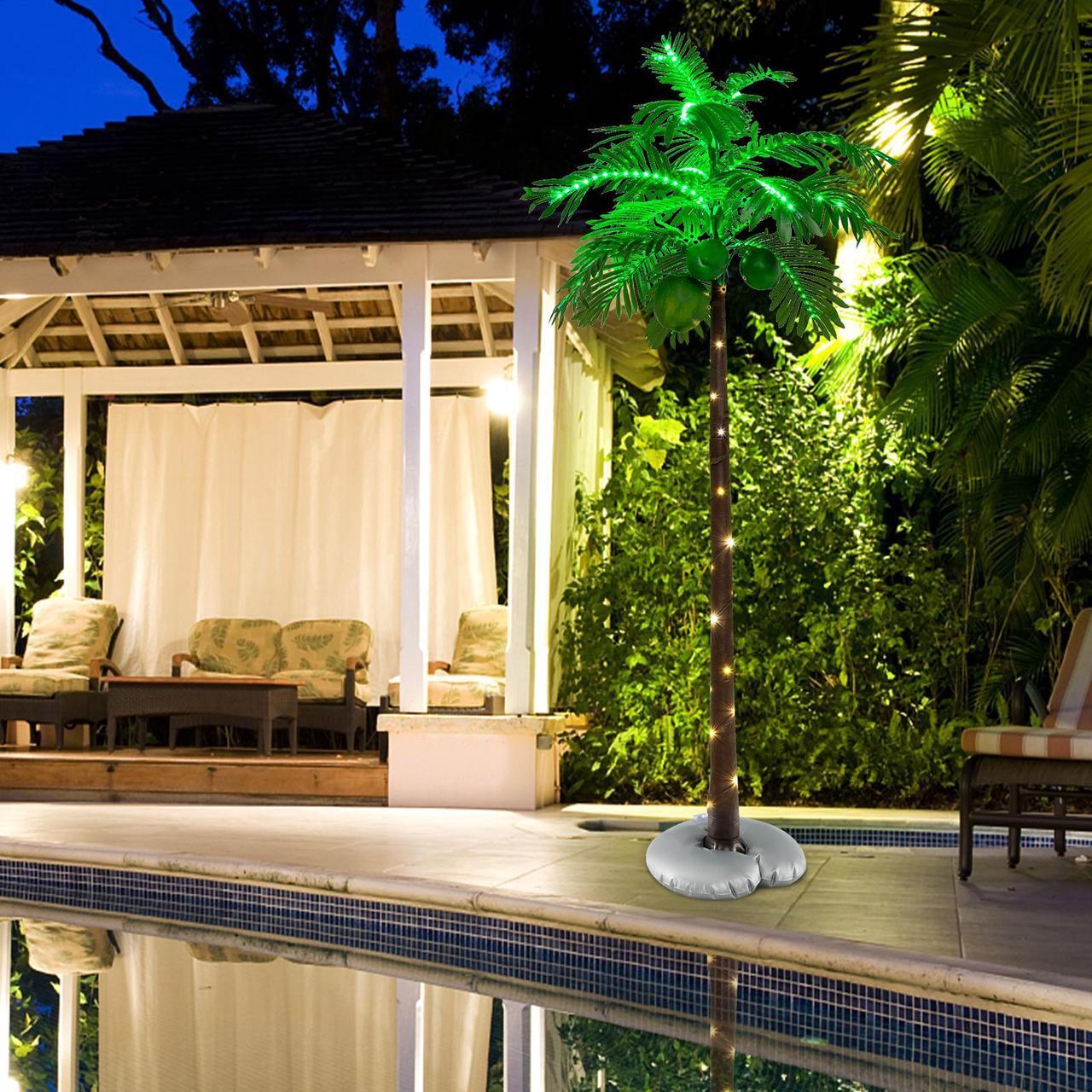 Alt view image 4 of 7 - SlickBlue LED Lighted Artificial Palm Tree Hawaiian Style Tropical with Water Bag