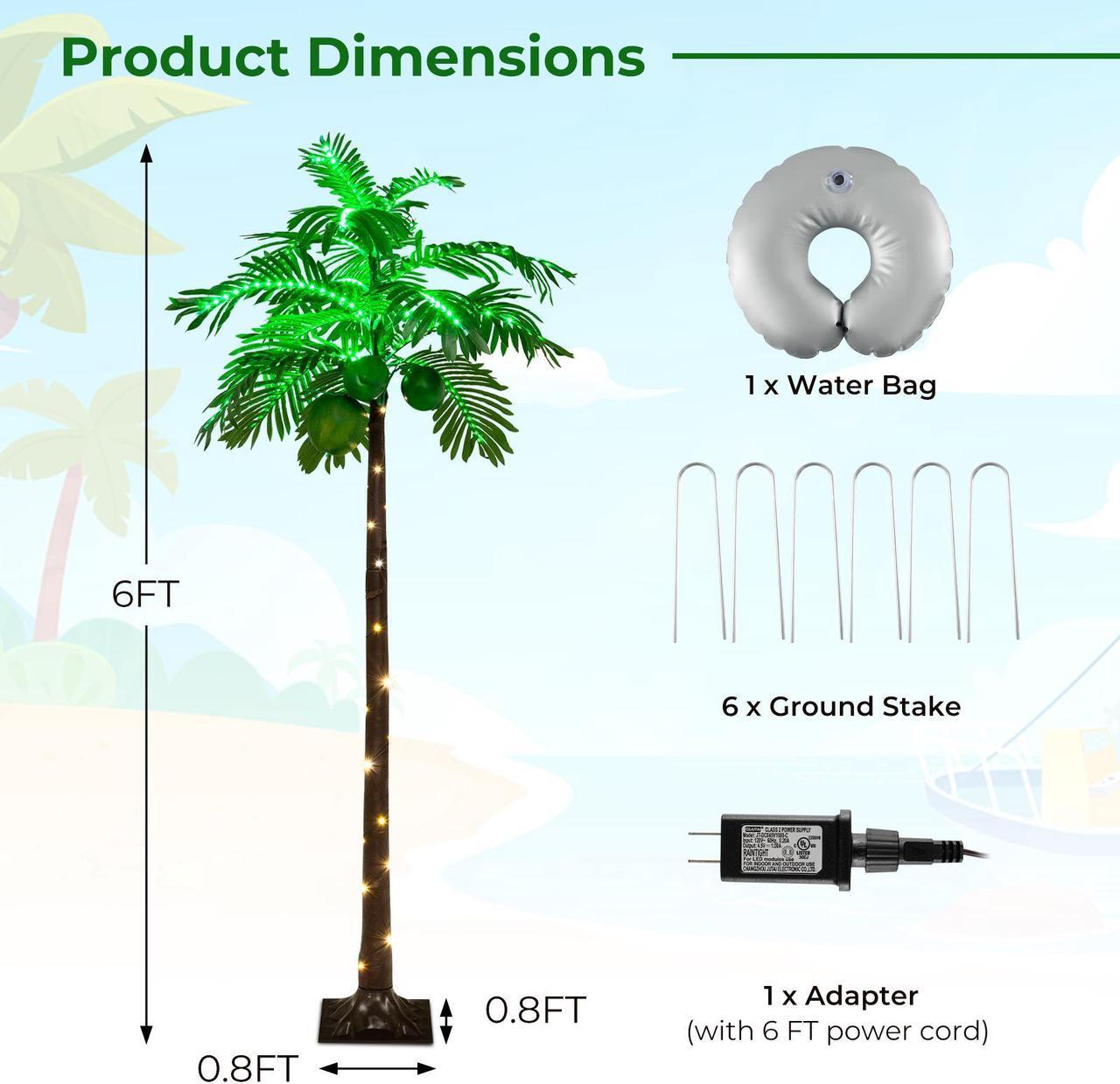 Alt view image 5 of 7 - SlickBlue LED Lighted Artificial Palm Tree Hawaiian Style Tropical with Water Bag