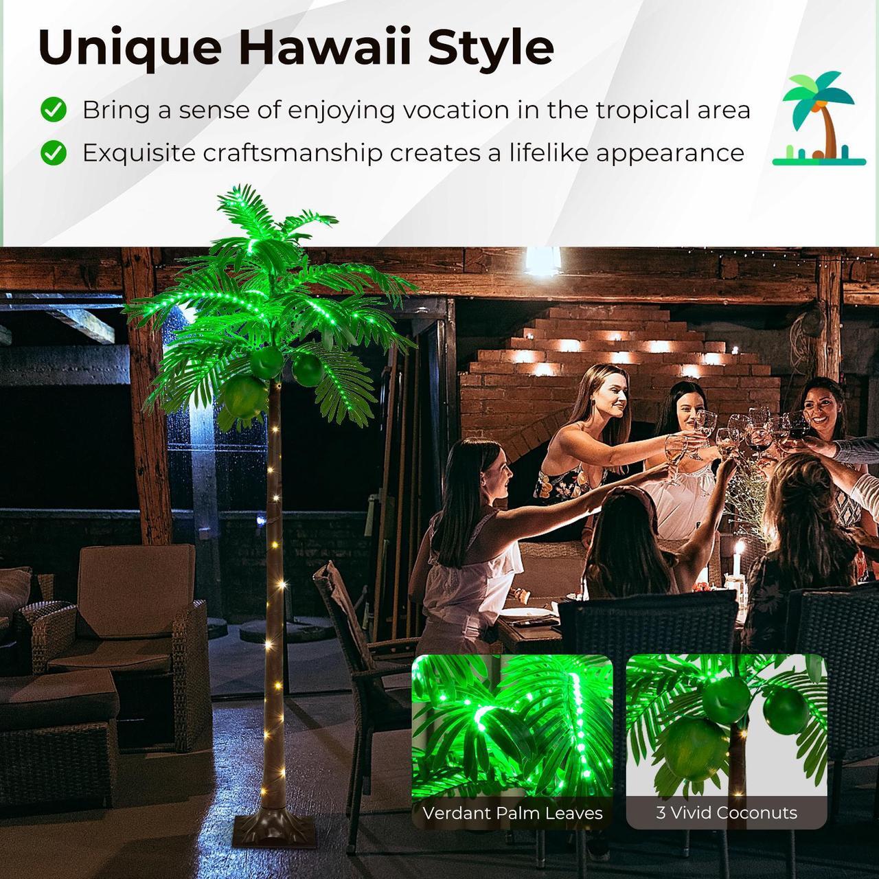 Alt view image 6 of 7 - SlickBlue LED Lighted Artificial Palm Tree Hawaiian Style Tropical with Water Bag