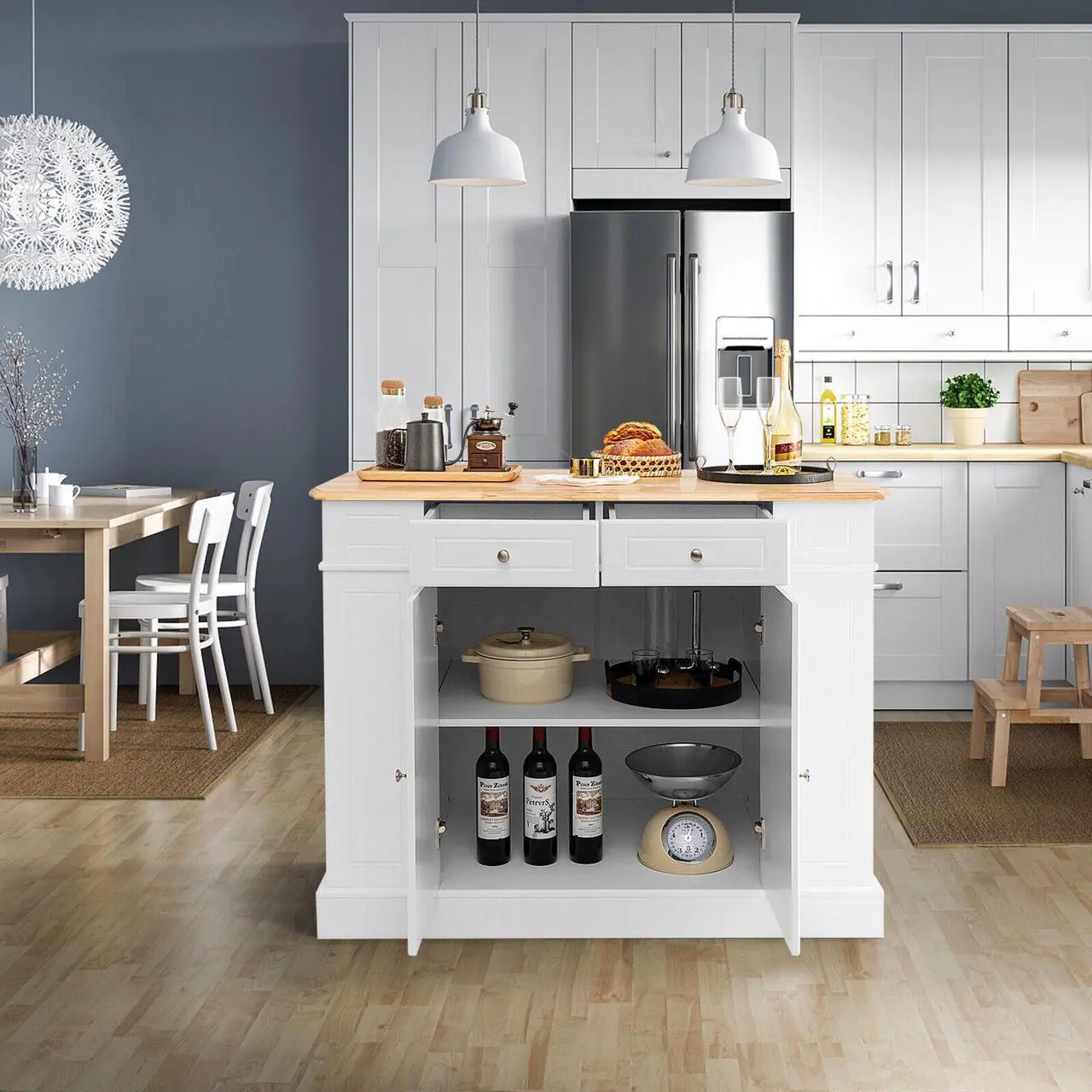 Alt view image 4 of 7 - SlickBlue Kitchen Island with Storage and 3-Level Adjustable Shelves