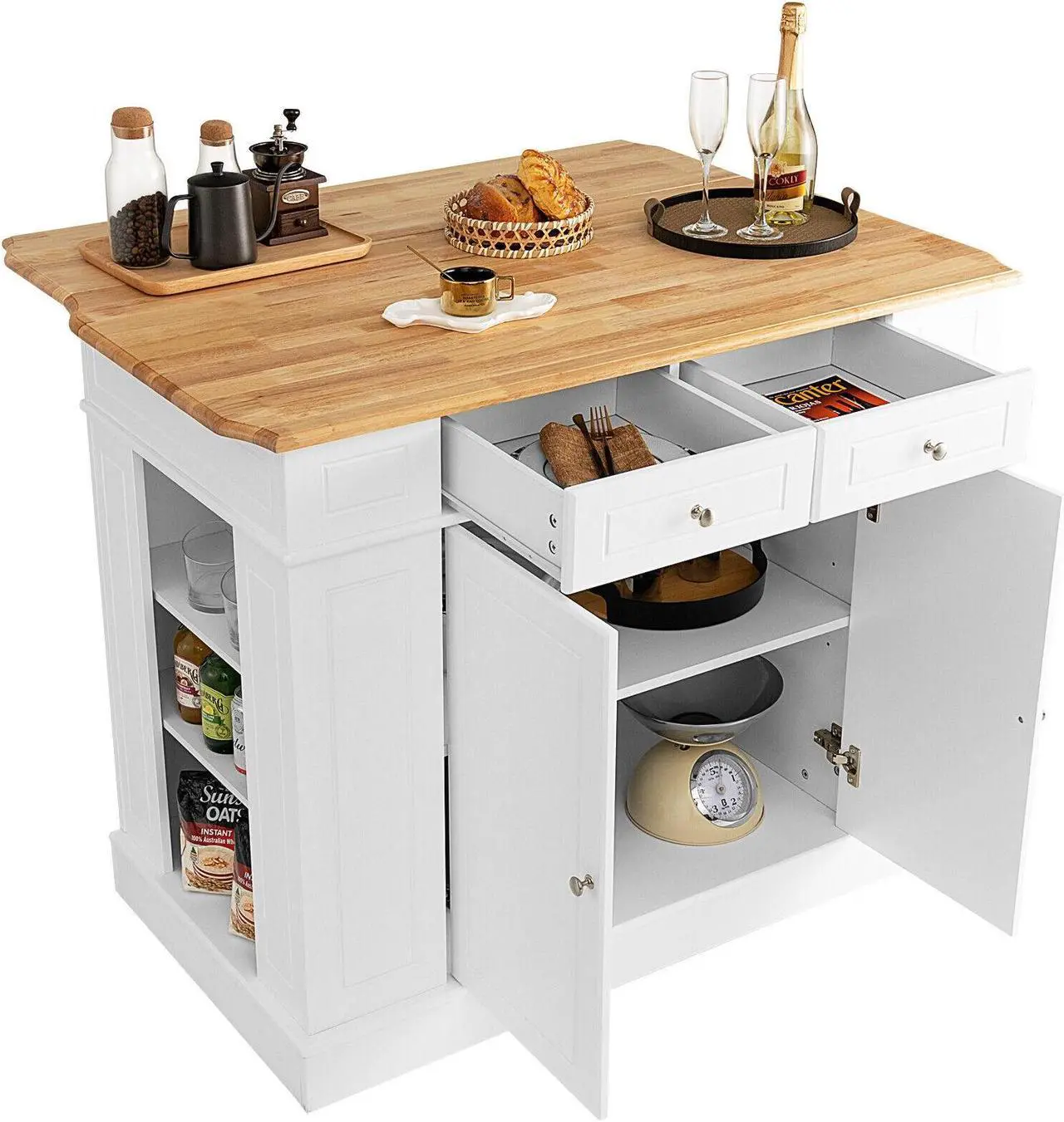 Alt view image 2 of 7 - SlickBlue Kitchen Island with Storage and 3-Level Adjustable Shelves