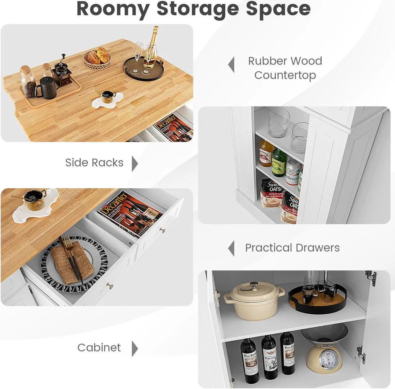 Alt view image 6 of 7 - SlickBlue Kitchen Island with Storage and 3-Level Adjustable Shelves