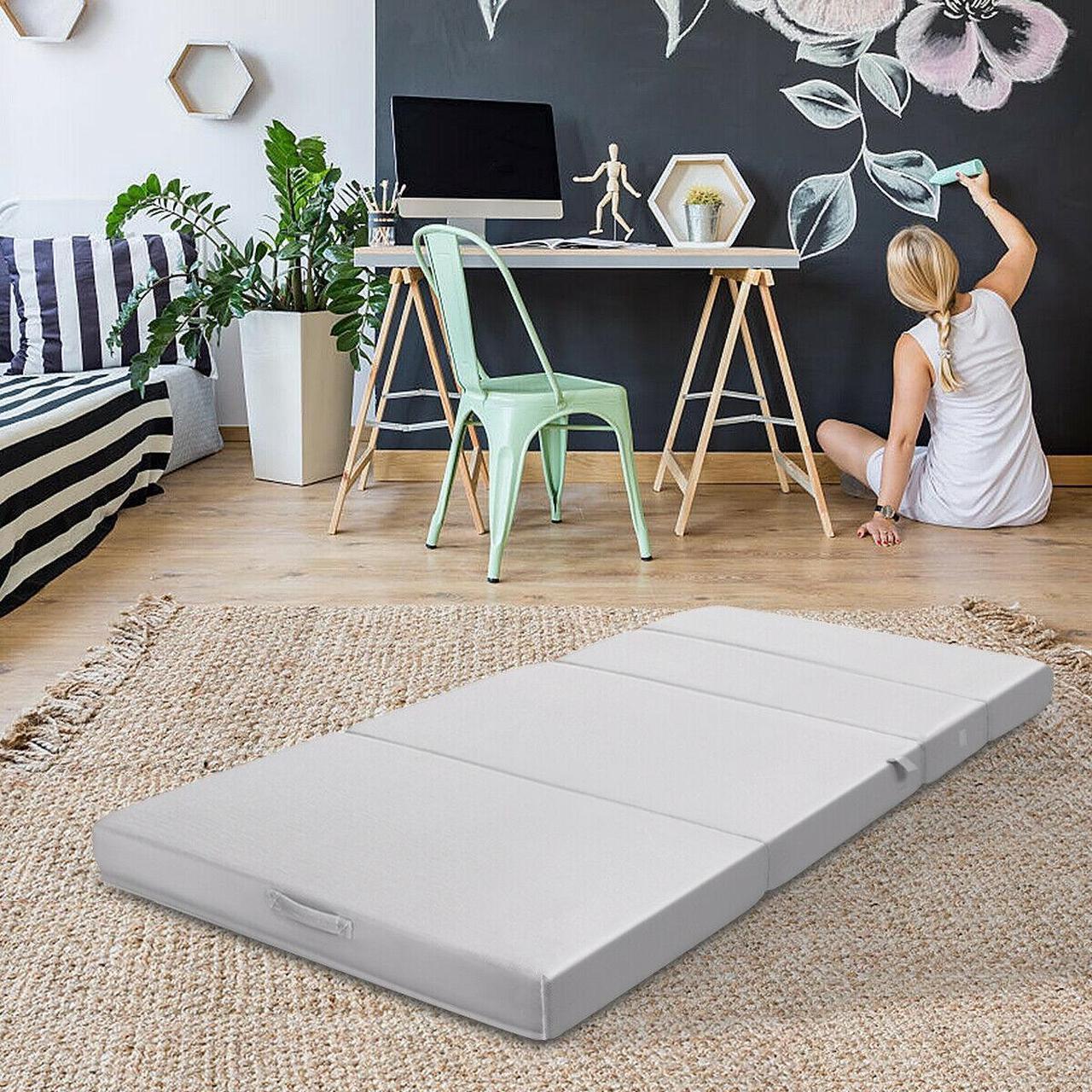 Alt view image 3 of 7 - SlickBlue 4 Inch Folding Sofa Bed Foam Mattress with Handles-Twin XL