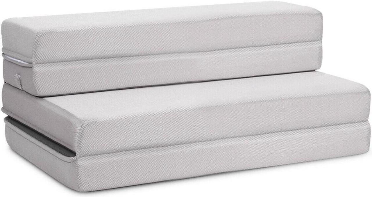 Main image of SlickBlue 4 Inch Folding Sofa Bed Foam Mattress with Handles-Twin XL