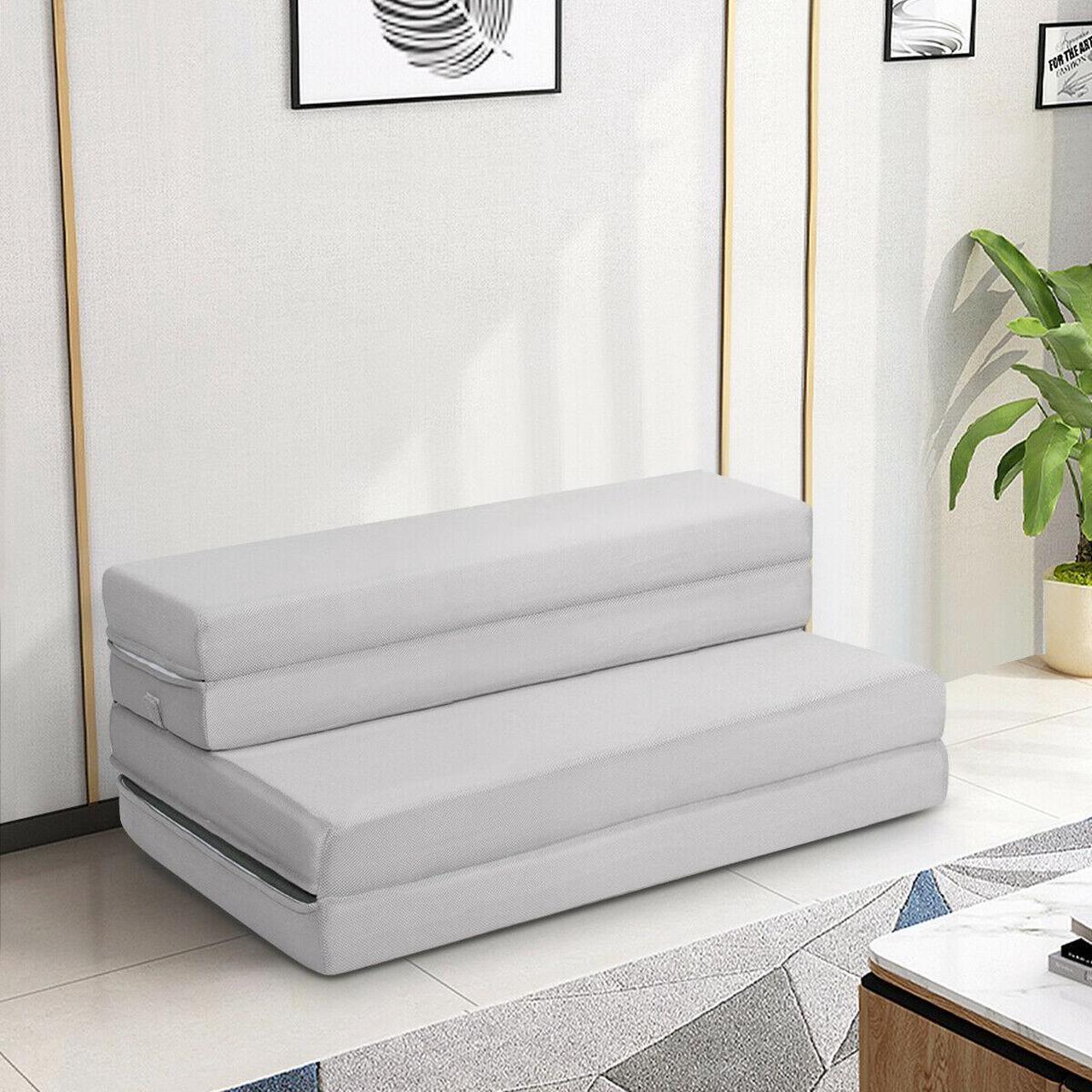 Alt view image 4 of 7 - SlickBlue 4 Inch Folding Sofa Bed Foam Mattress with Handles-Twin XL