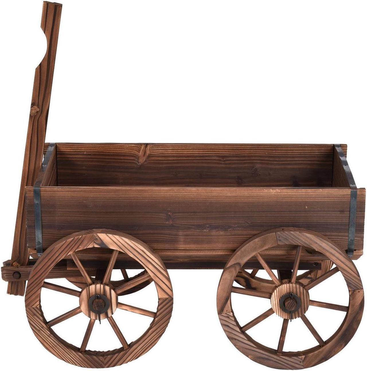 Alt view image 2 of 7 - SlickBlue Wood Wagon Planter Pot Stand with Wheels
