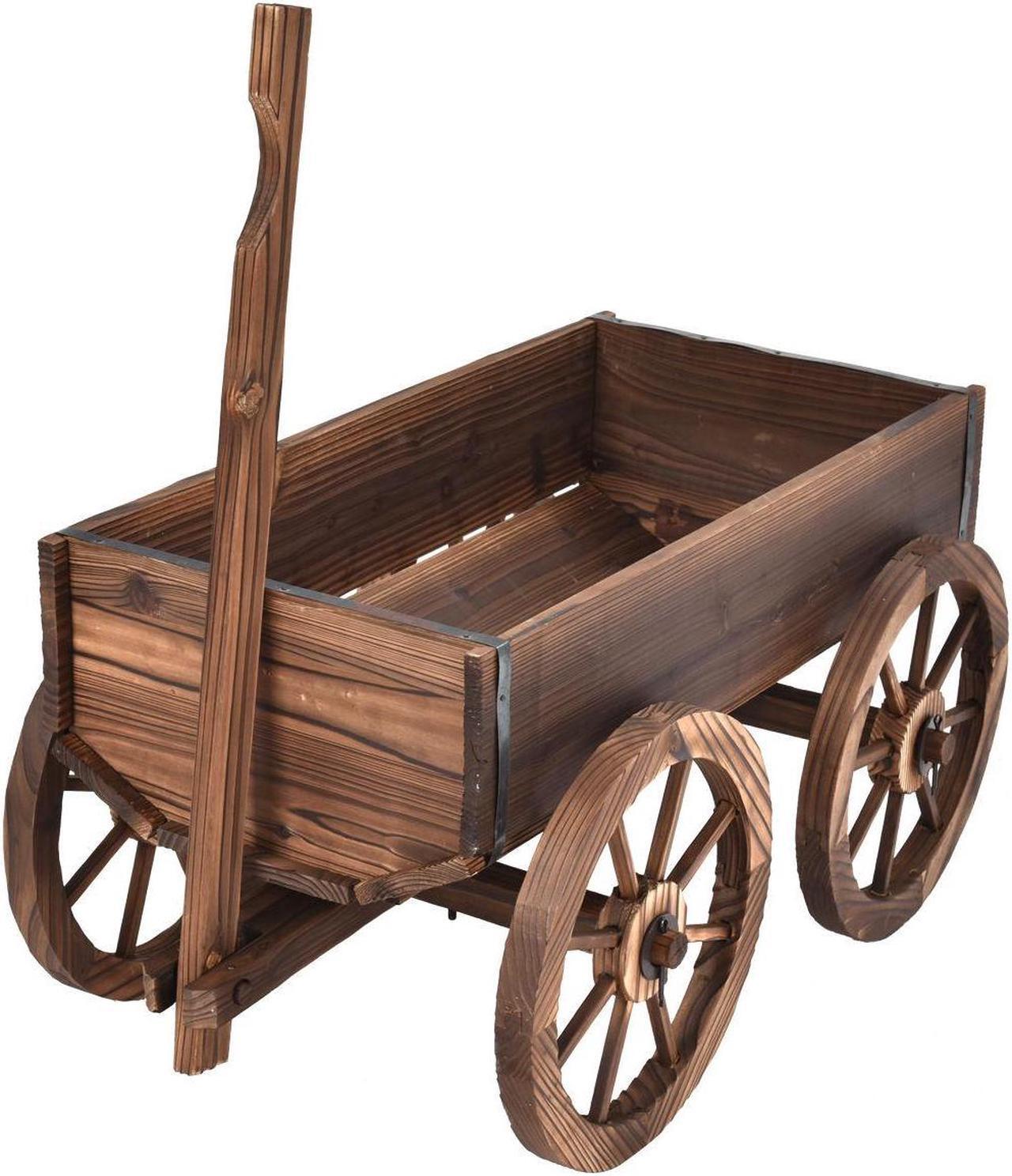 Alt view image 3 of 7 - SlickBlue Wood Wagon Planter Pot Stand with Wheels