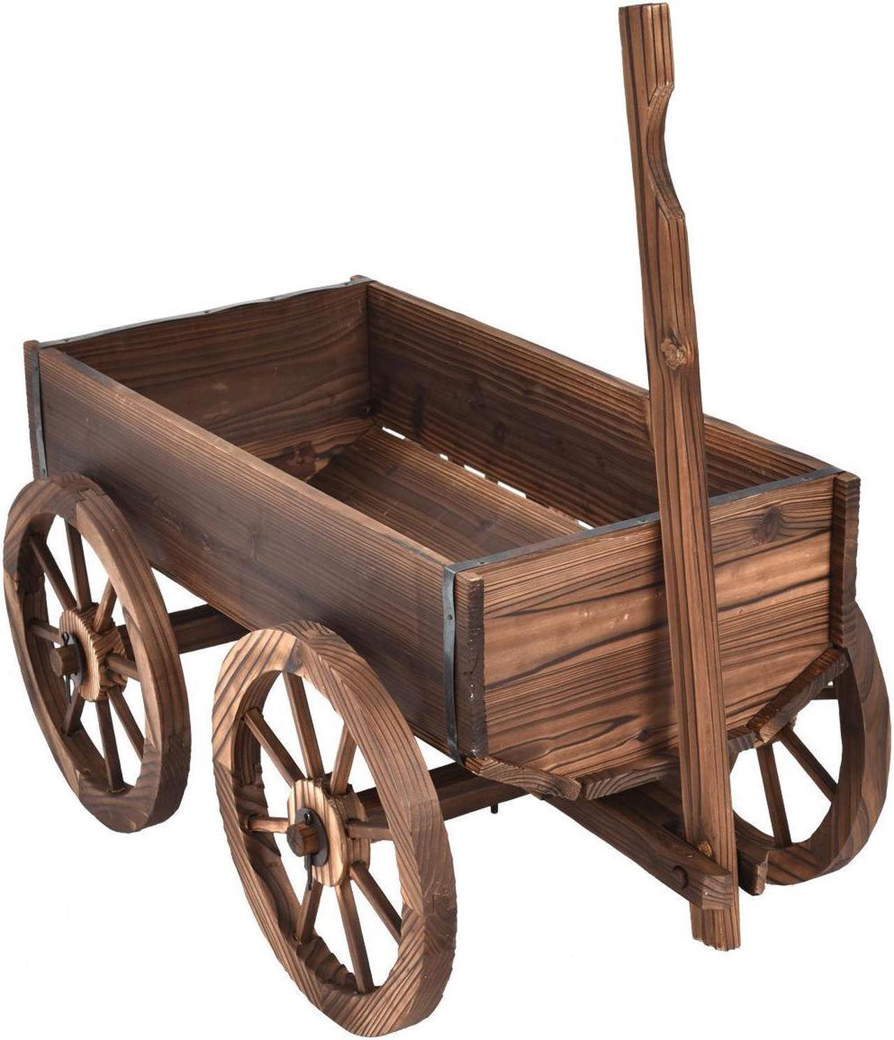 Main image of SlickBlue Wood Wagon Planter Pot Stand with Wheels