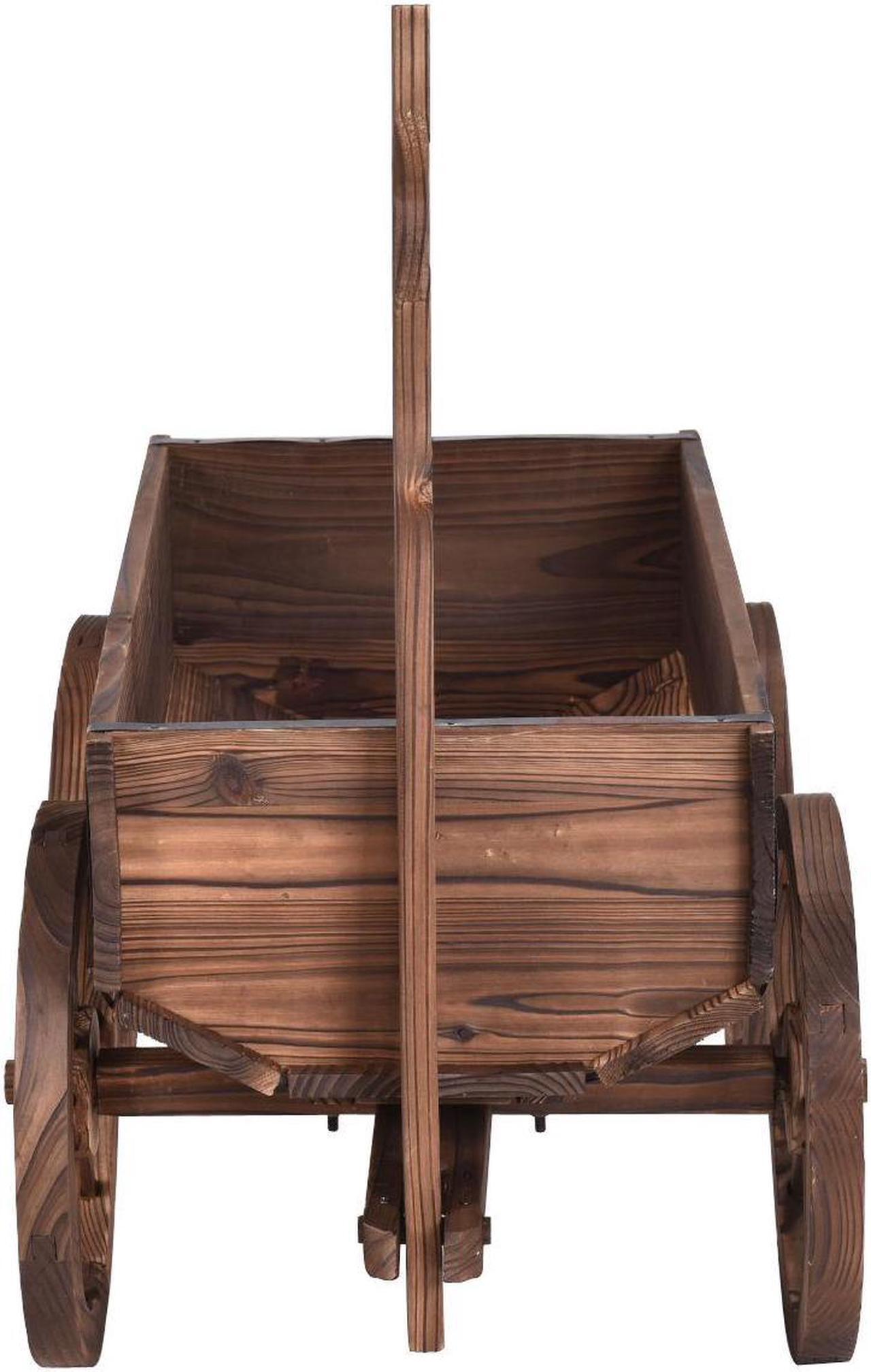 Alt view image 5 of 7 - SlickBlue Wood Wagon Planter Pot Stand with Wheels
