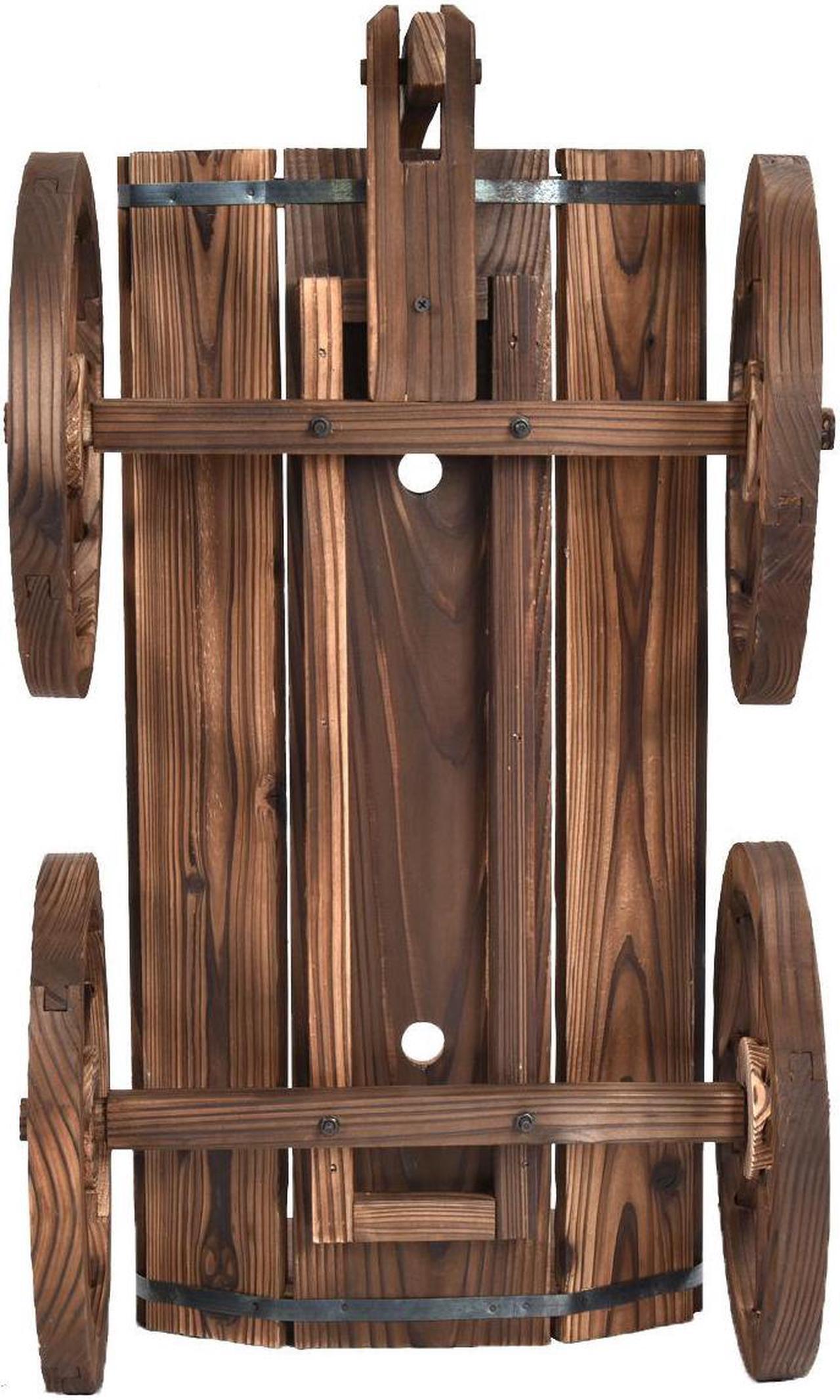Alt view image 6 of 7 - SlickBlue Wood Wagon Planter Pot Stand with Wheels