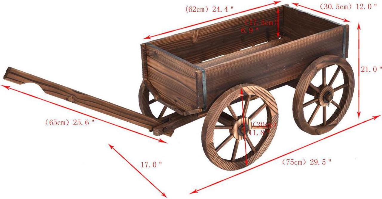 Alt view image 7 of 7 - SlickBlue Wood Wagon Planter Pot Stand with Wheels