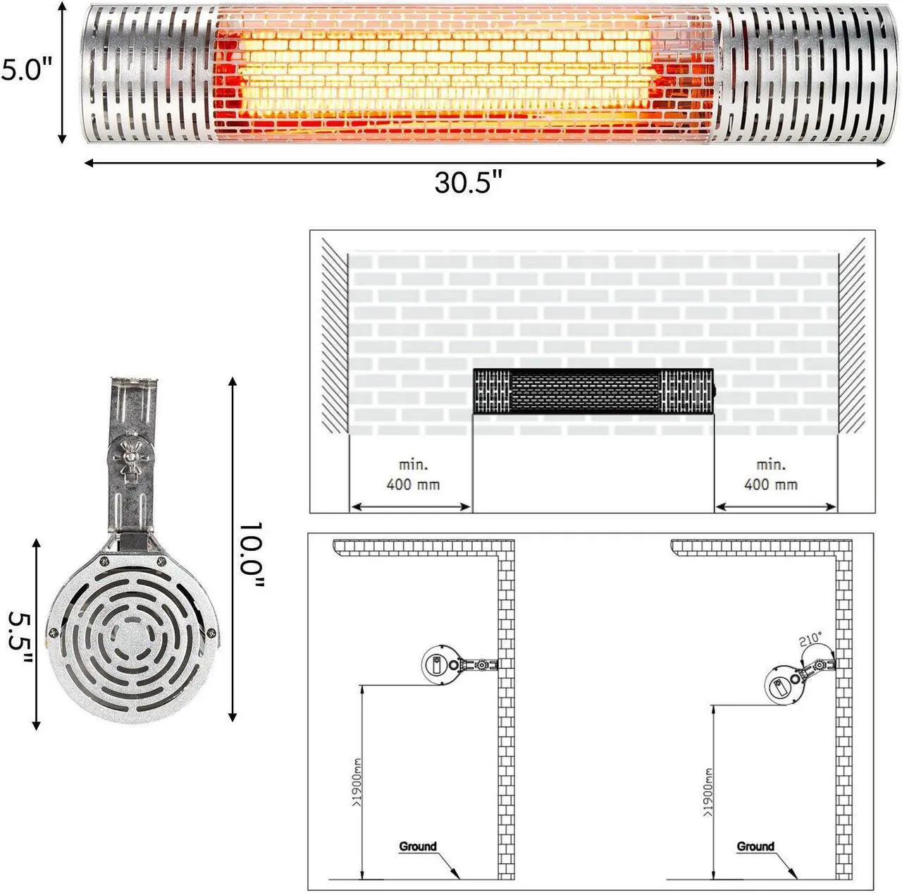Alt view image 2 of 7 - SlickBlue 1500W Indoor and Outdoor Electric Heater with 2 Power Settings