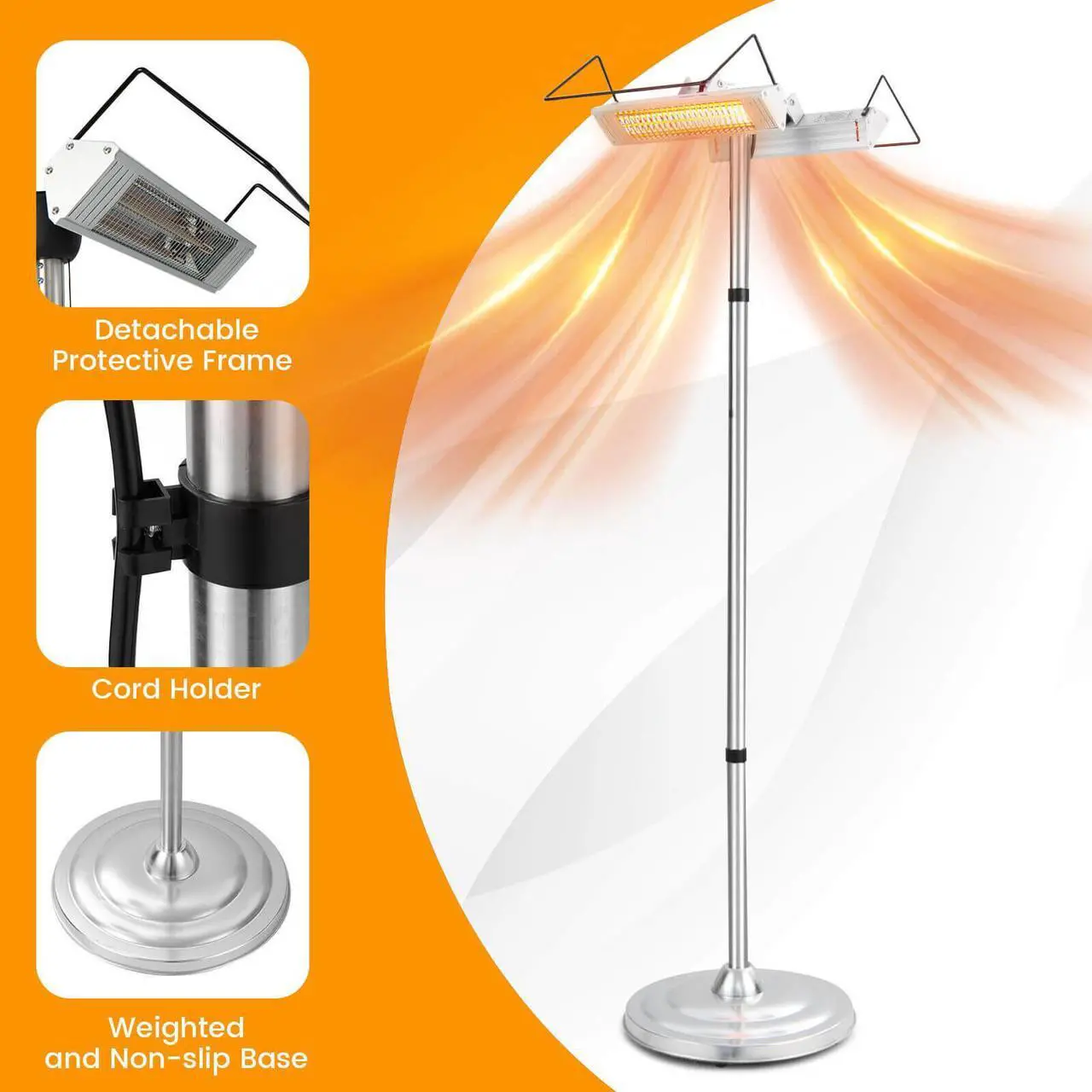 Alt view image 6 of 7 - SlickBlue 1500W Standing Electric Heater with Double-sided Heating