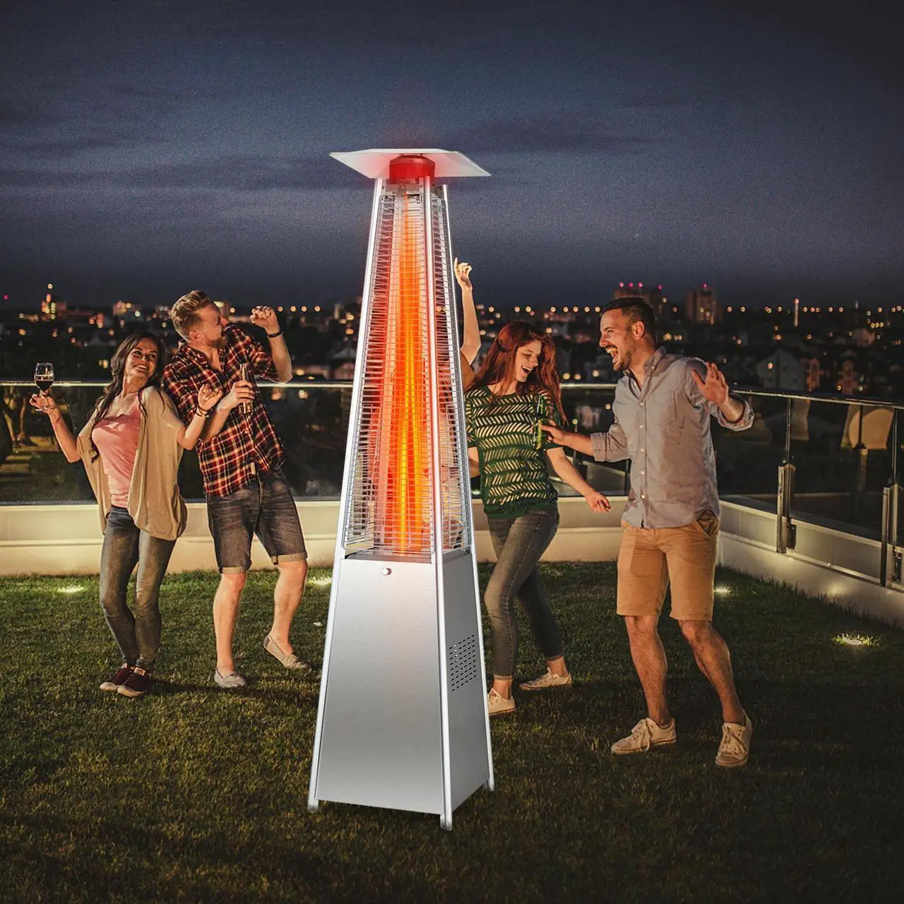 Alt view image 4 of 7 - SlickBlue 42000 BTU Pyramid Patio Heater with Wheels