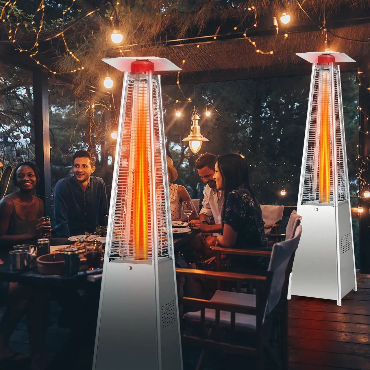 Alt view image 6 of 7 - SlickBlue 42000 BTU Pyramid Patio Heater with Wheels