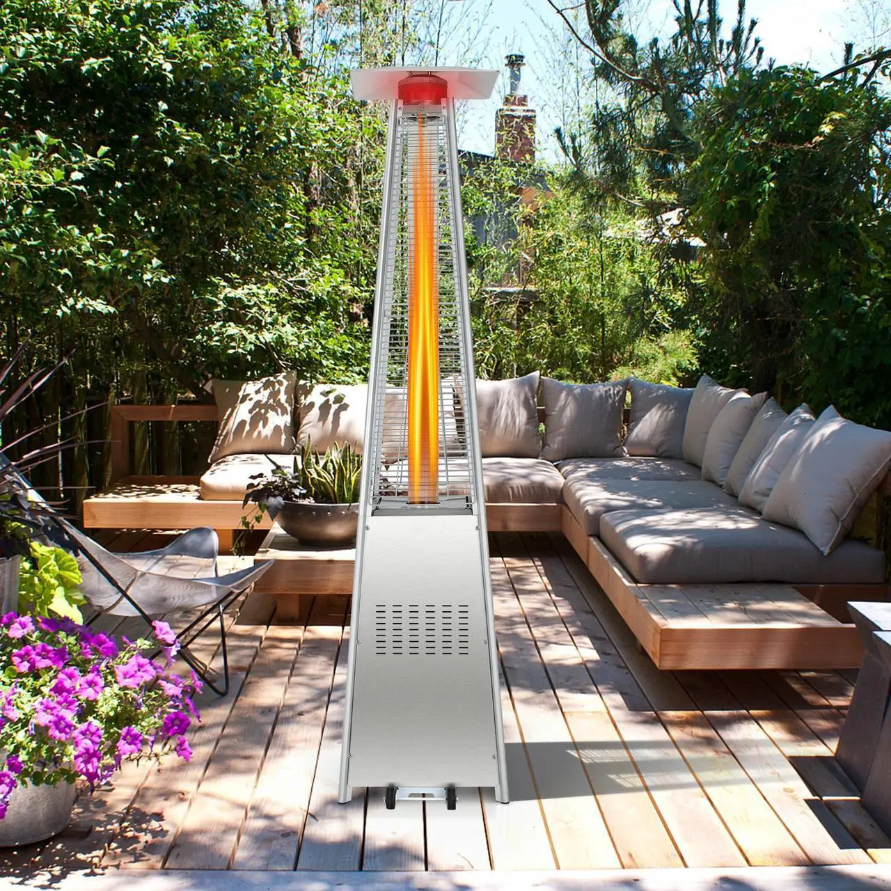 Alt view image 7 of 7 - SlickBlue 42000 BTU Pyramid Patio Heater with Wheels