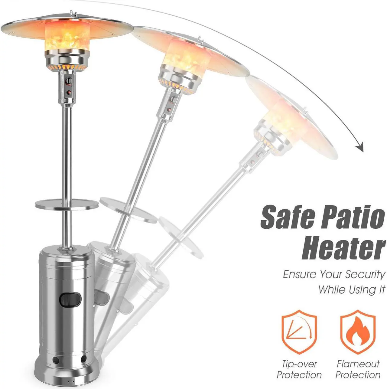 Alt view image 5 of 7 - SlickBlue Outdoor Heater Propane Standing LP Gas Steel with Table & Wheels