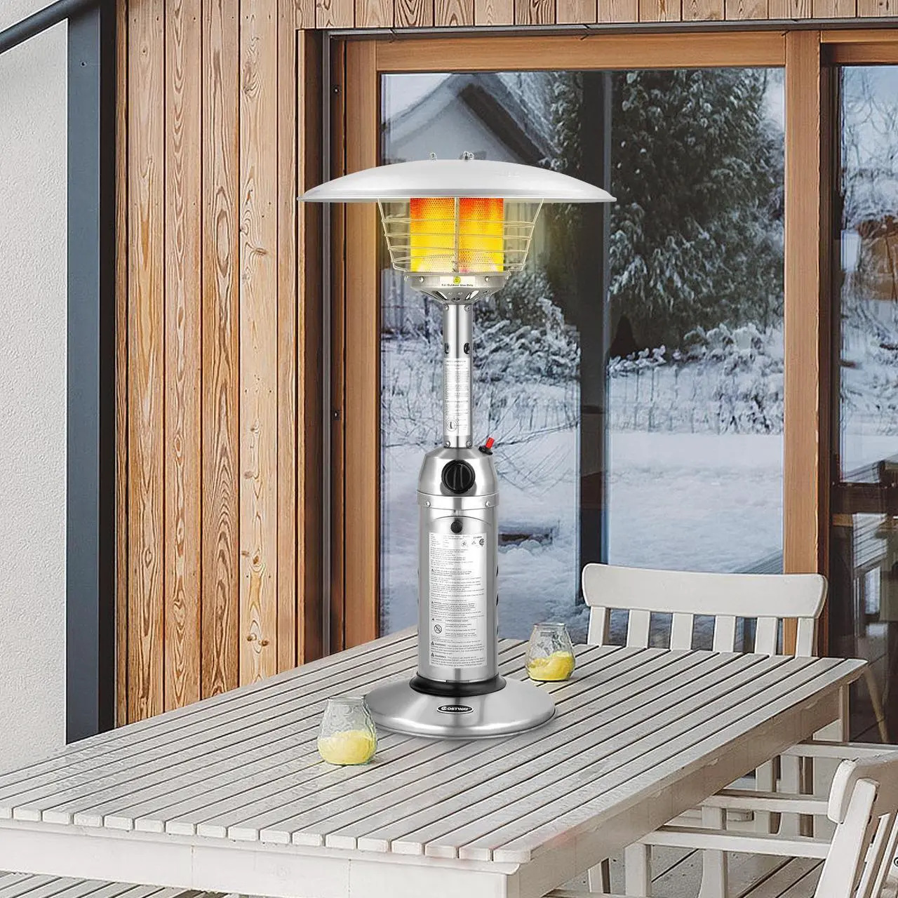 Alt view image 3 of 7 - SlickBlue 11 000BTU Portable Tabletop Patio Stainless Steel Standing Propane Heater