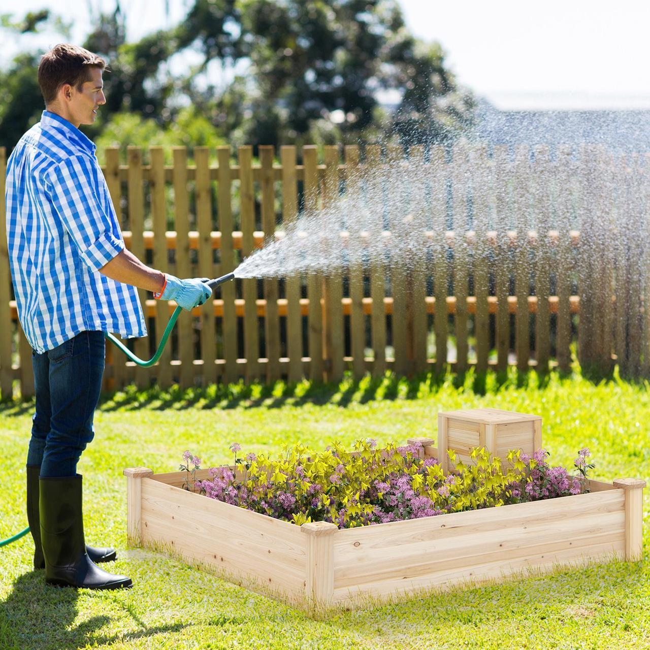 Alt view image 6 of 7 - SlickBlue 49" x 49" x 10" Raised Garden Bed with Compost Bin and Open-ended Bottom-Natural