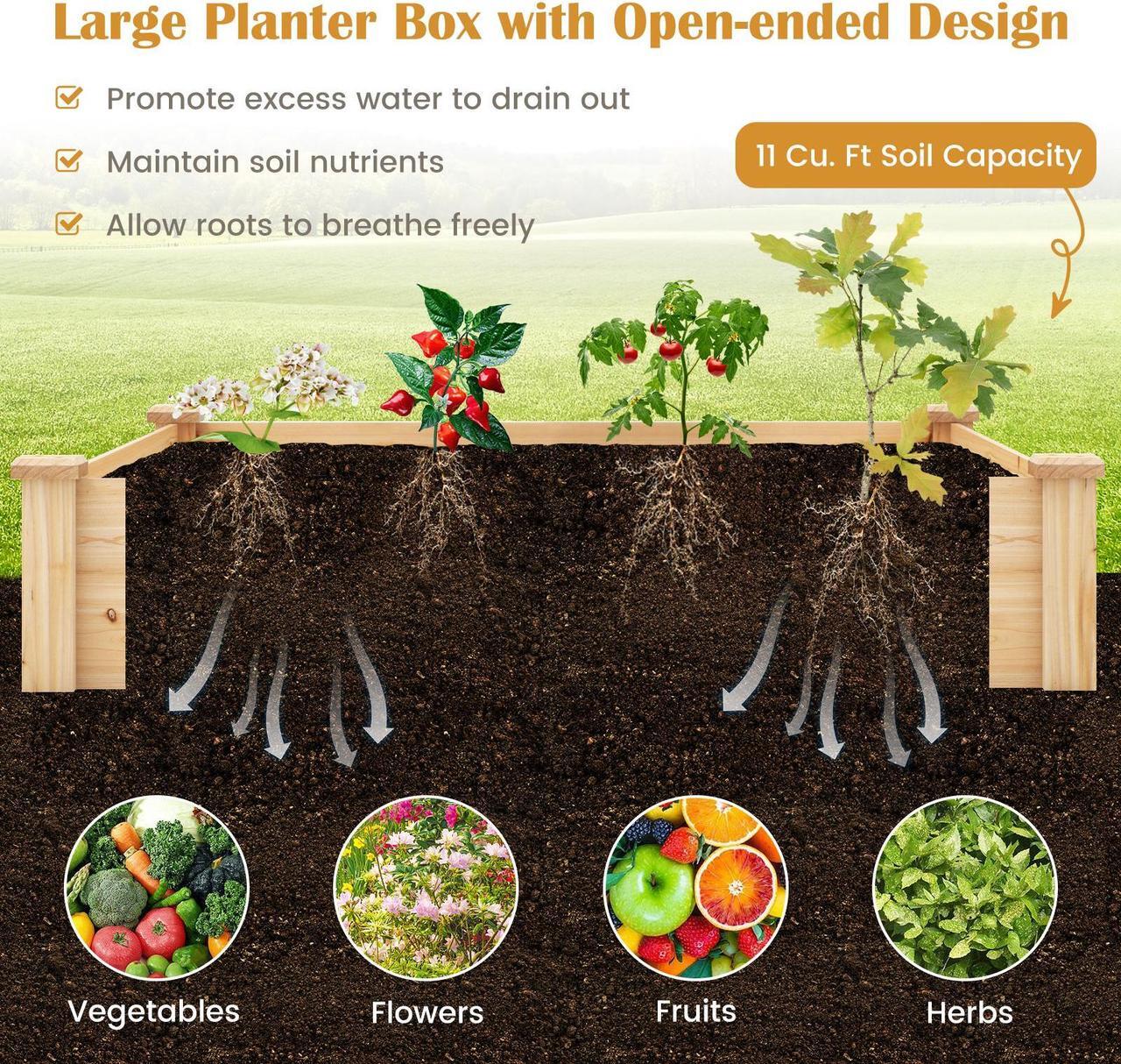 Alt view image 7 of 7 - SlickBlue 49" x 49" x 10" Raised Garden Bed with Compost Bin and Open-ended Bottom-Natural