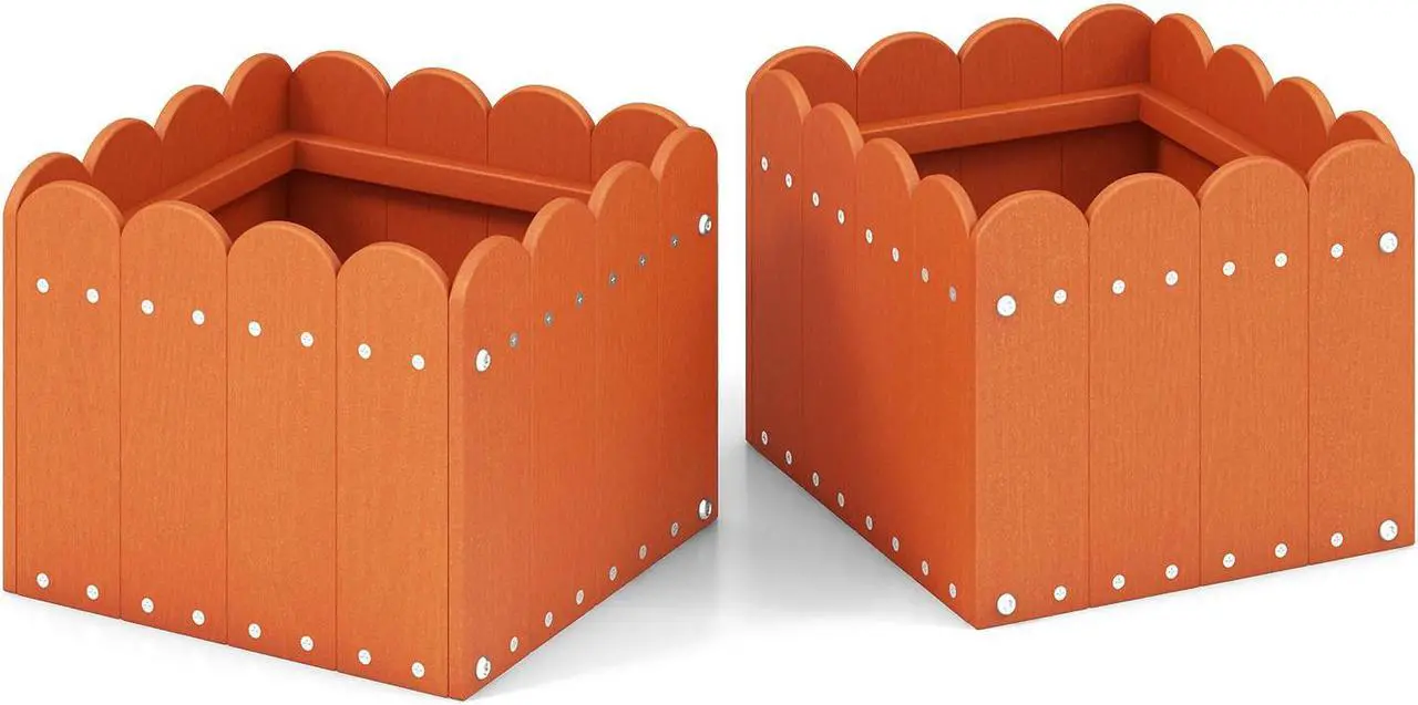 Main image of SlickBlue 2 Pack Square Planter Box with Drainage Gaps for for Front Porch Garden Balcony