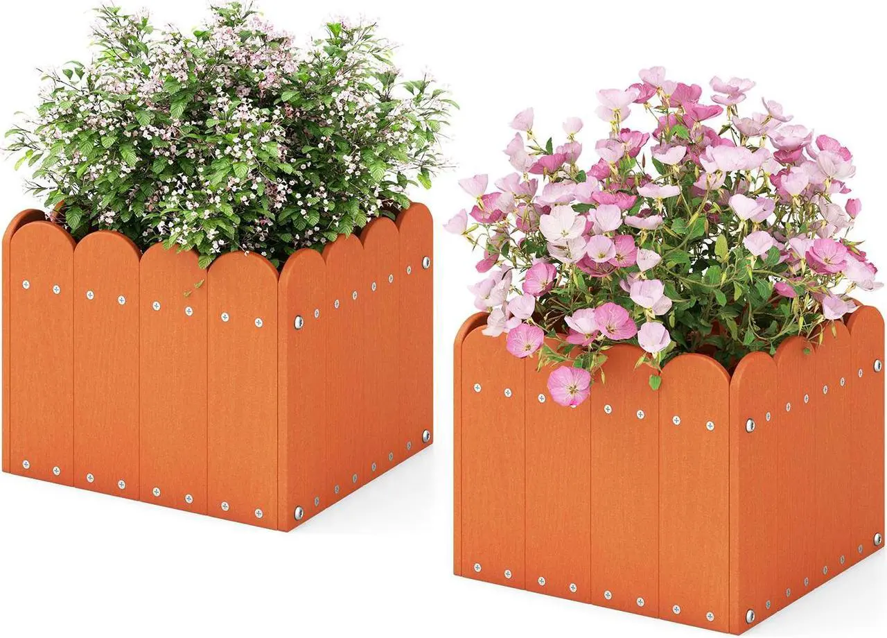 Alt view image 2 of 7 - SlickBlue 2 Pack Square Planter Box with Drainage Gaps for for Front Porch Garden Balcony