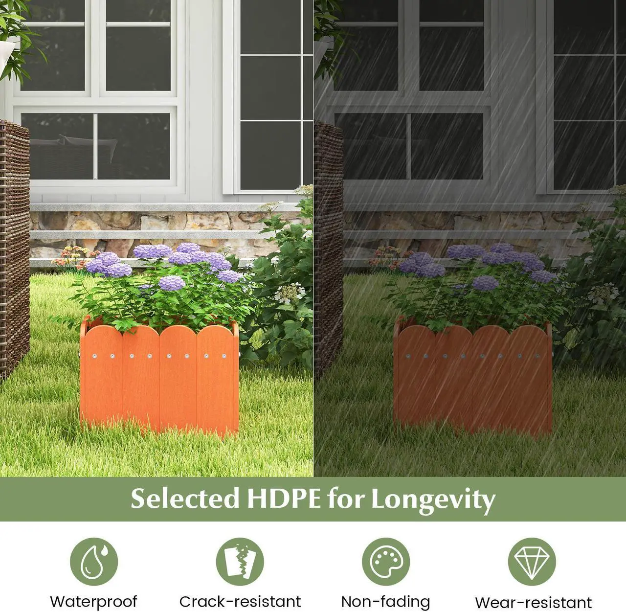 Alt view image 6 of 7 - SlickBlue 2 Pack Square Planter Box with Drainage Gaps for for Front Porch Garden Balcony