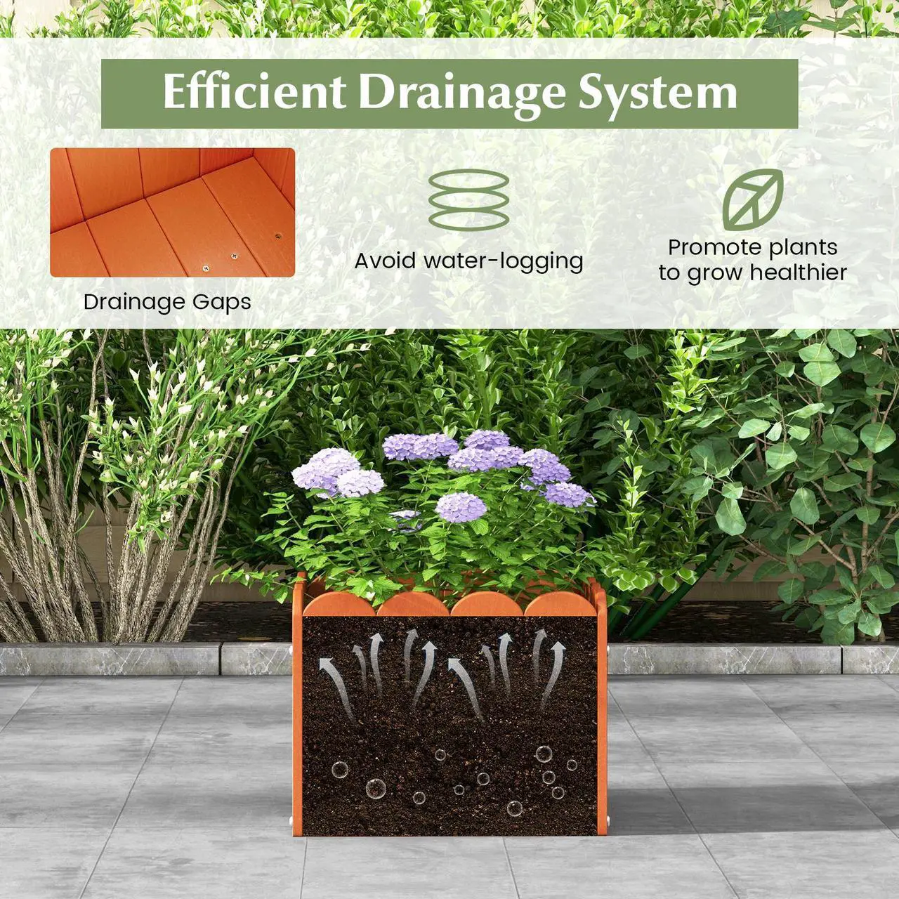 Alt view image 7 of 7 - SlickBlue 2 Pack Square Planter Box with Drainage Gaps for for Front Porch Garden Balcony