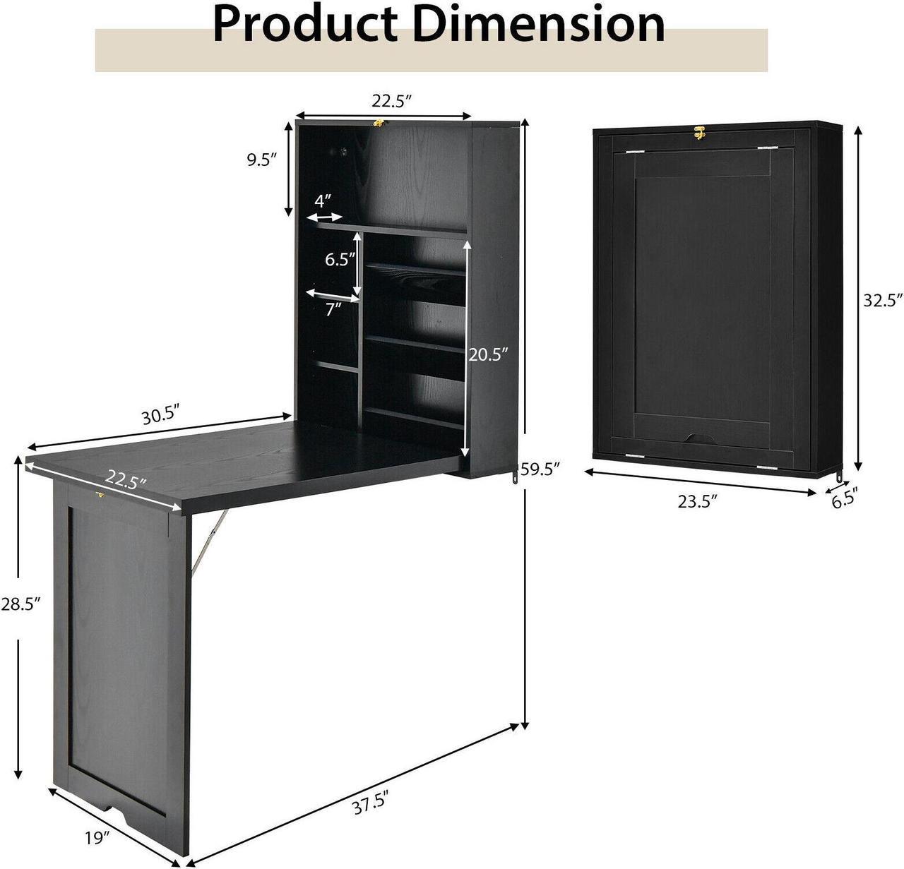 Alt view image 3 of 7 - SlickBlue Wall Mounted Fold-Out Convertible Floating Desk Space Saver