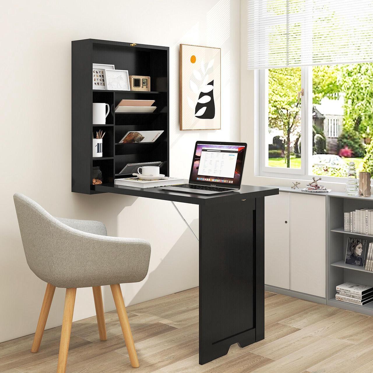 Alt view image 4 of 7 - SlickBlue Wall Mounted Fold-Out Convertible Floating Desk Space Saver