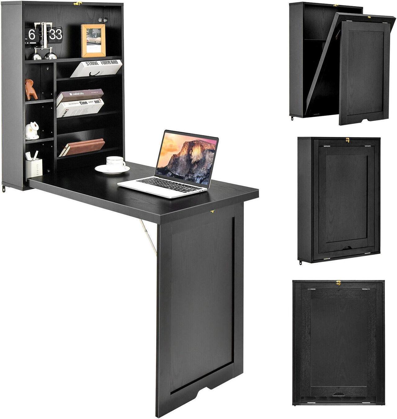 Alt view image 7 of 7 - SlickBlue Wall Mounted Fold-Out Convertible Floating Desk Space Saver