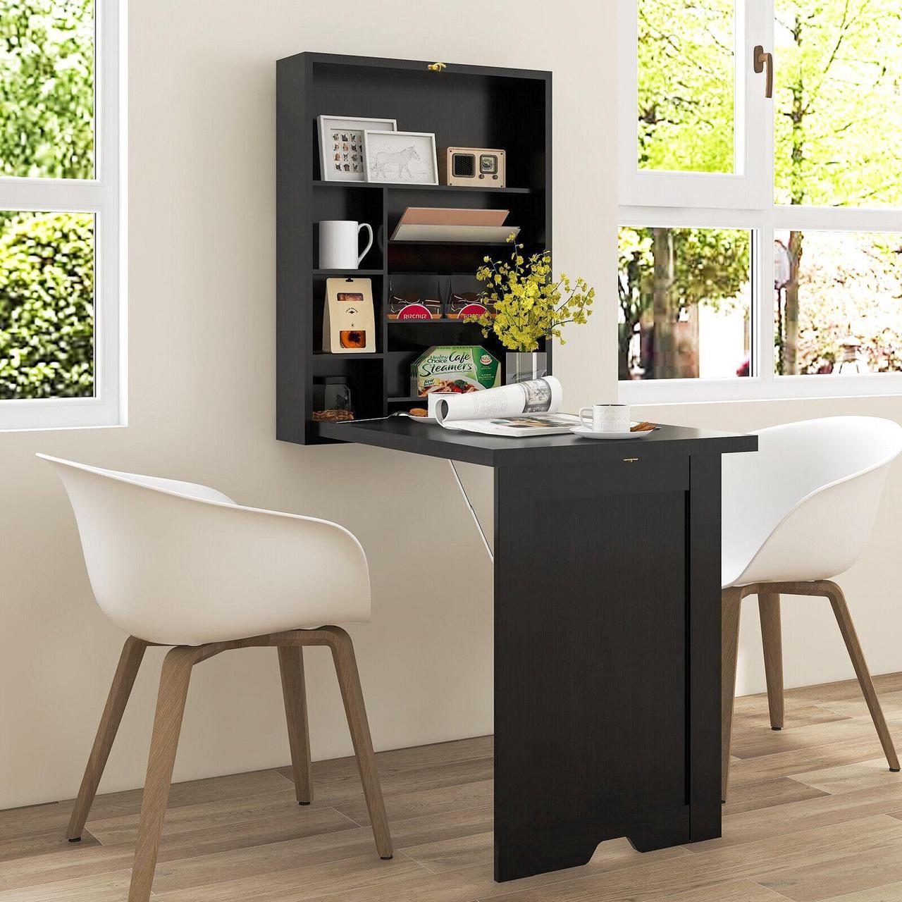 Alt view image 6 of 7 - SlickBlue Wall Mounted Fold-Out Convertible Floating Desk Space Saver